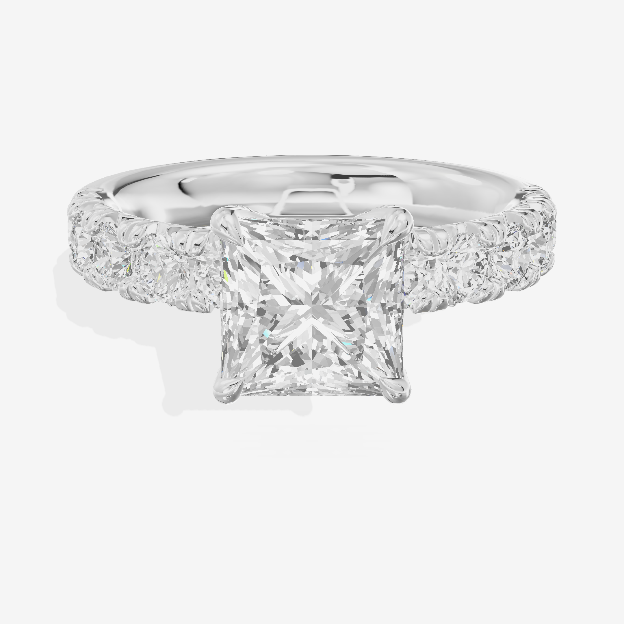 Luxe Goldweave Princess Engagement Ring with Side Stones (1/5 ct. tw.) in 18K White Gold
