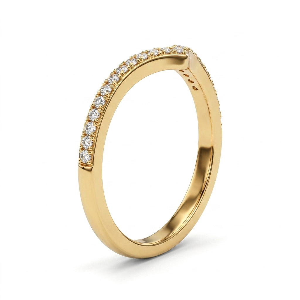 Low Profile Chevron Round Engagement Ring (1/5 ct. tw.) in 18K Yellow Gold