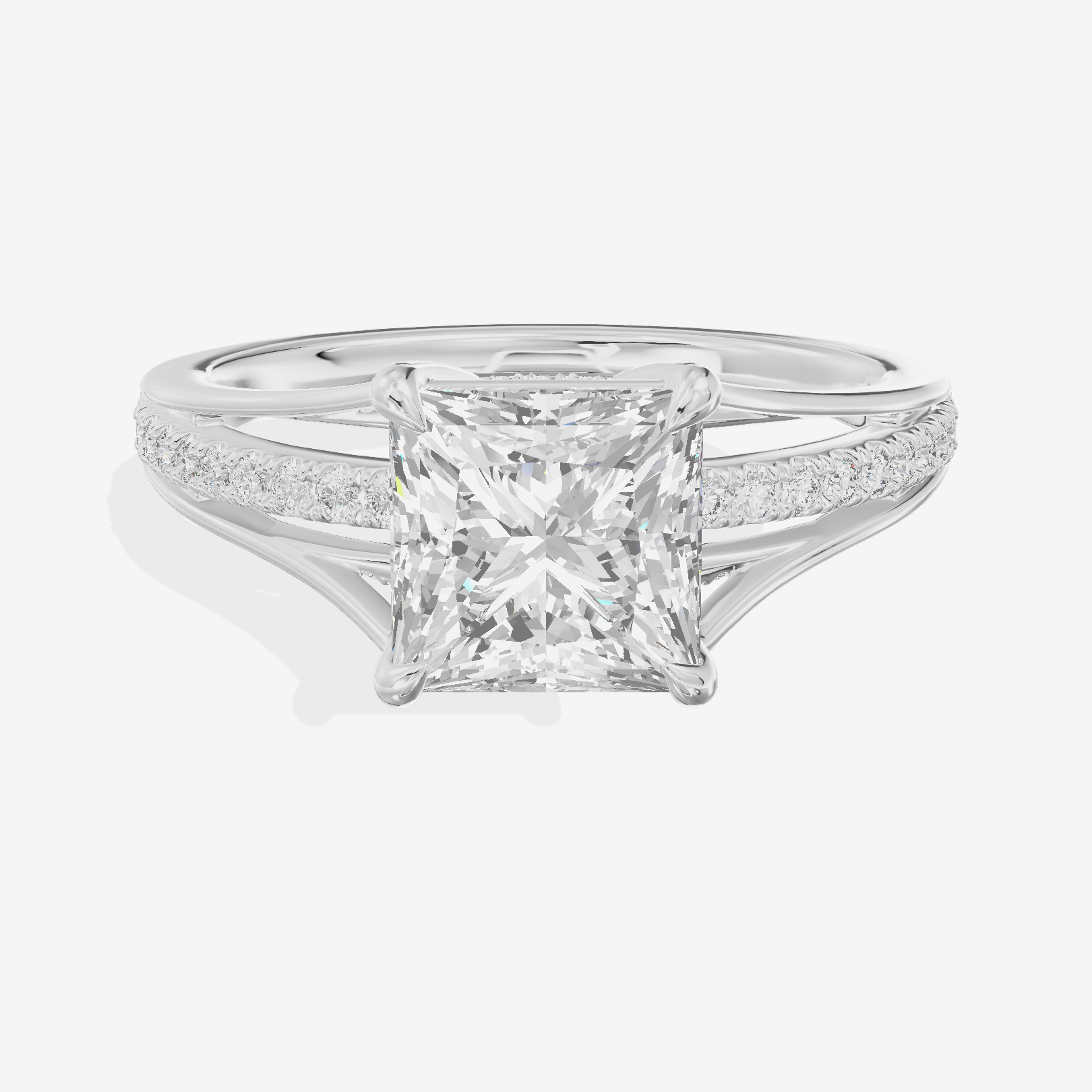 Bowed Coeurine Princess Engagement Ring with Side Stones (1/6 ct. tw.) in Platinum