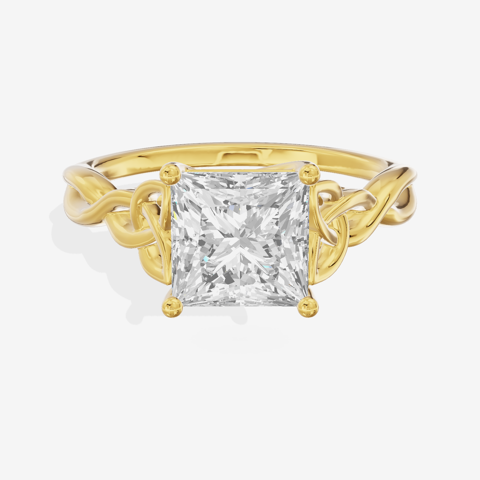 Modern Vowsae 2.5mm Princess Solitaire Engagement Ring in 14K Yellow Gold