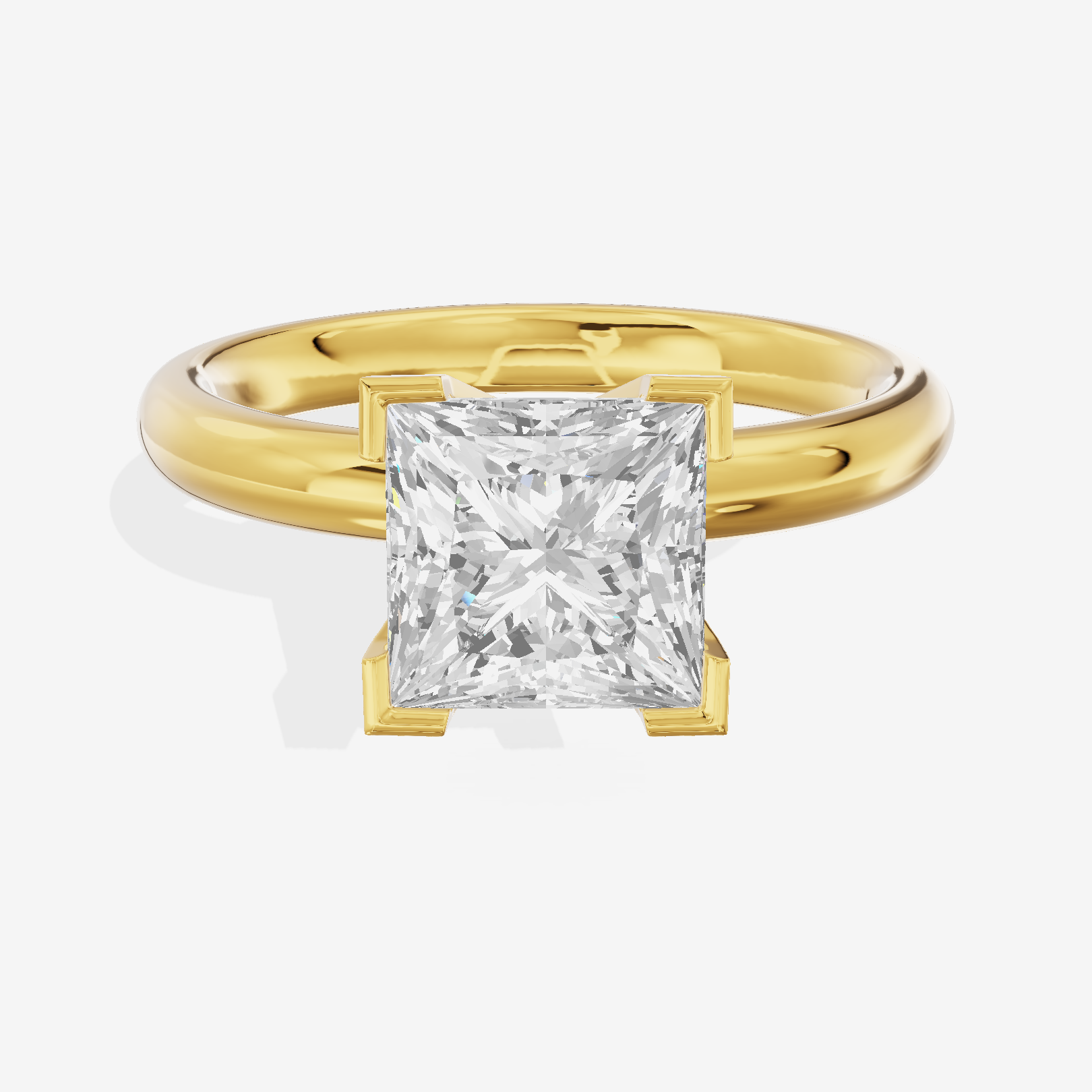Hallowed Selenia 2.5mm Princess Comfort Fit Engagement Ring in 18K Yellow Gold