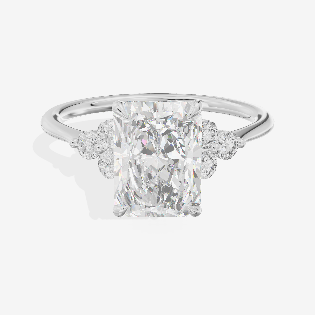 Luxe Trueheart Radiant Engagement Ring with Side Stones (1/5 ct. tw.) in 18K White Gold