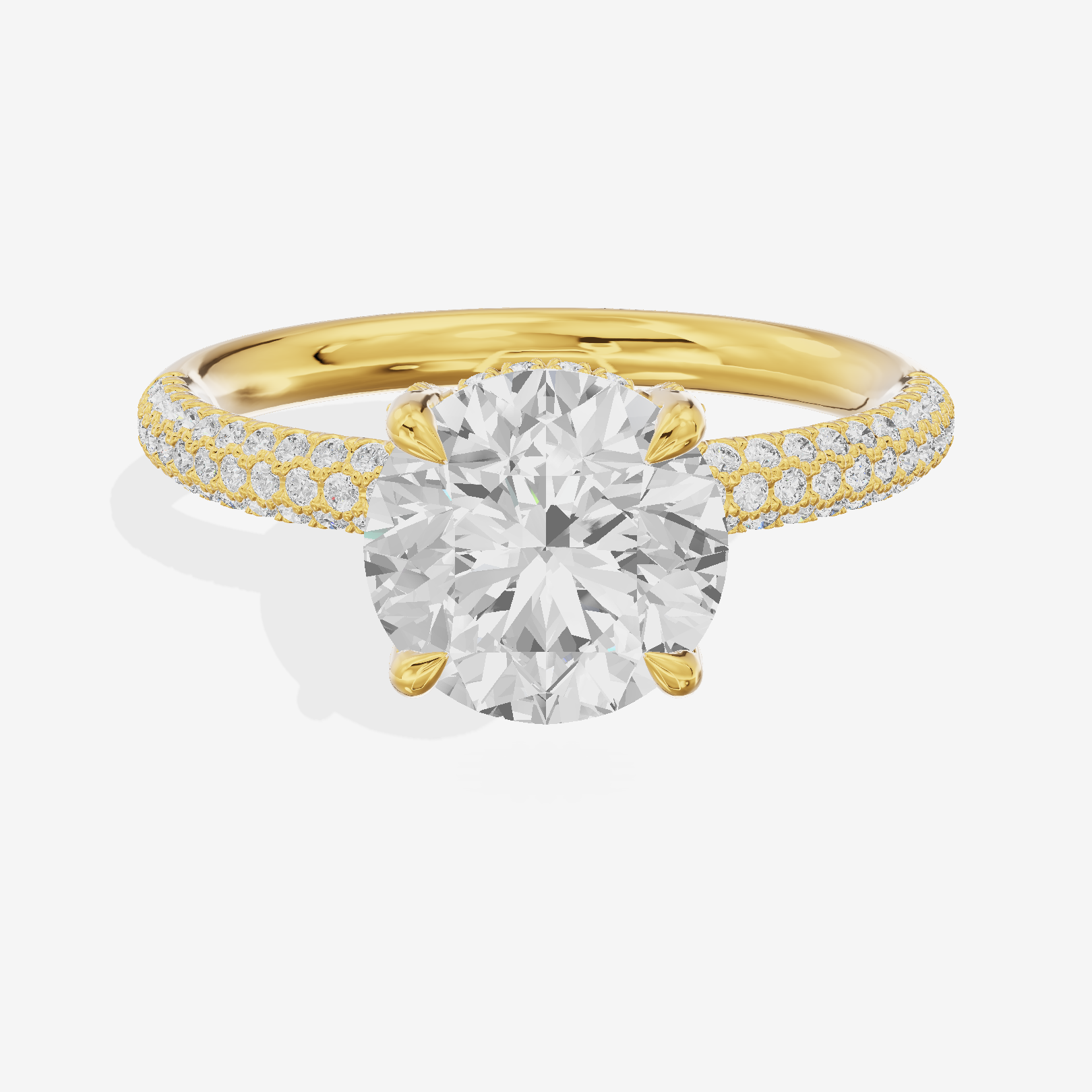 Modern Selenia Round Engagement Ring with Side Stones (1/6 ct. tw.) in 18K Yellow Gold