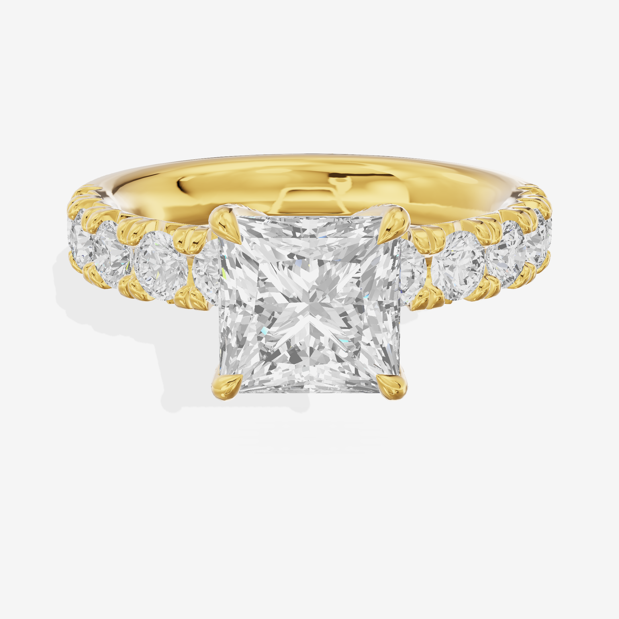 Luxe Goldweave Princess Engagement Ring with Side Stones (1/5 ct. tw.) in 18K Yellow Gold