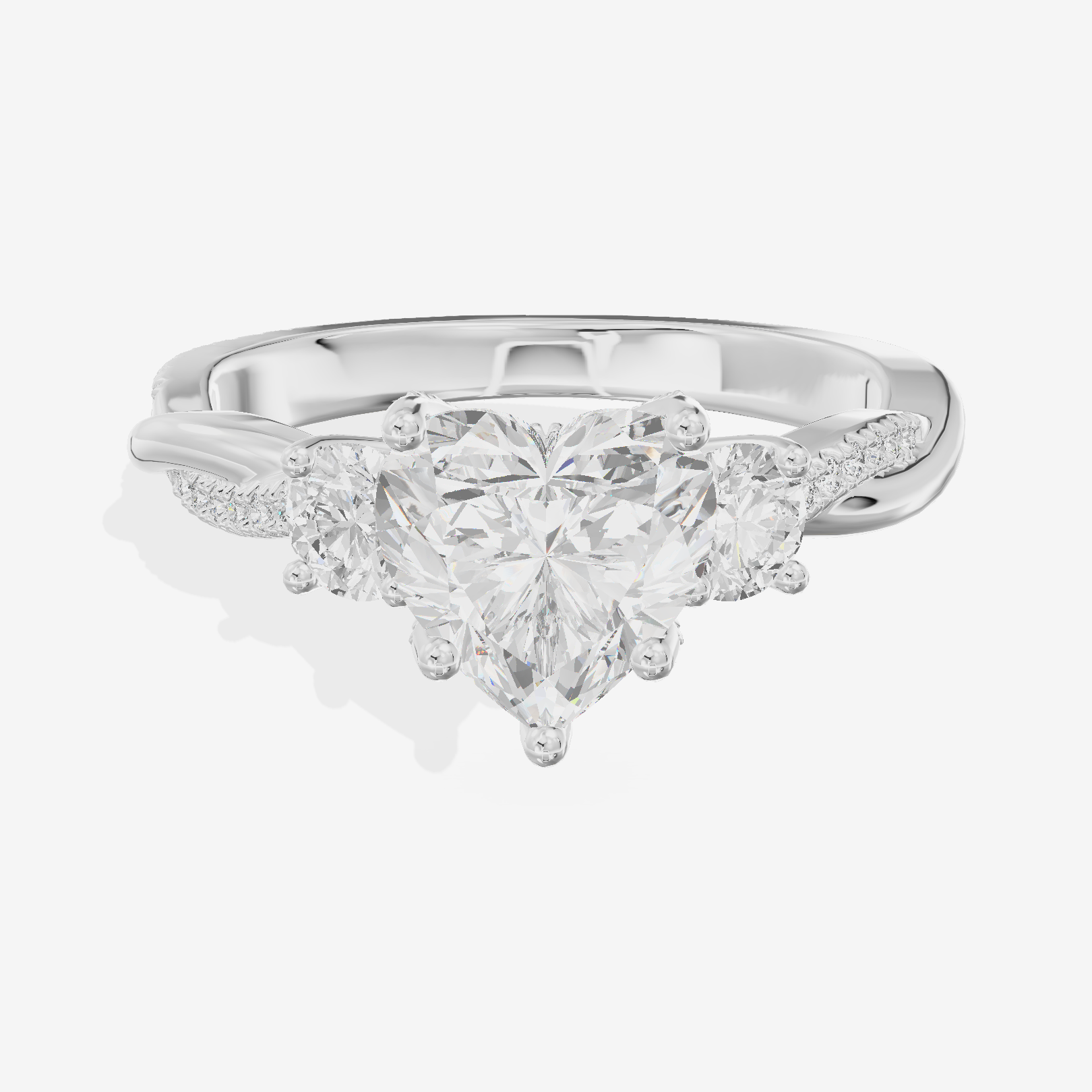 Petite Twine Three Stone Heart Engagement Ring (1/2 ct. tw.) in 14K White Gold