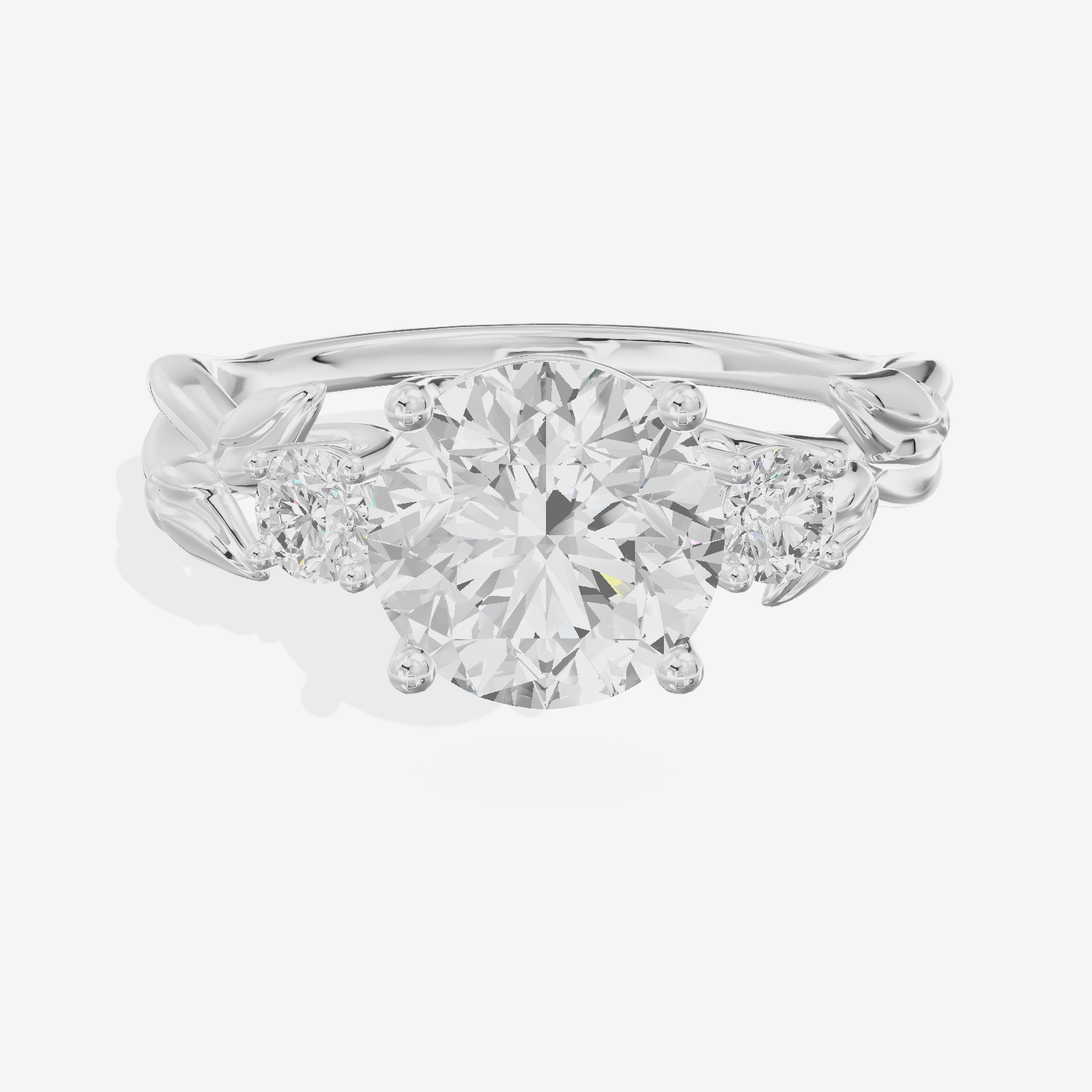 Solea Three Stone Round Engagement Ring (1/6 ct. tw.) in 18K White Gold
