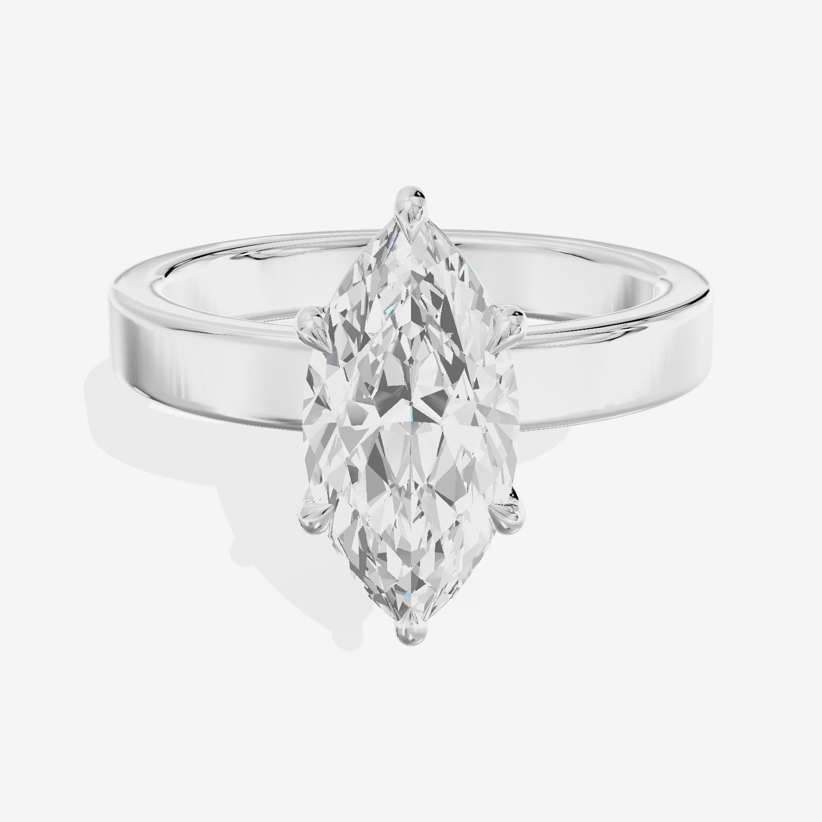 Eternal Vowsae 3mm Marquise Solitaire Engagement Ring in 18K White Gold