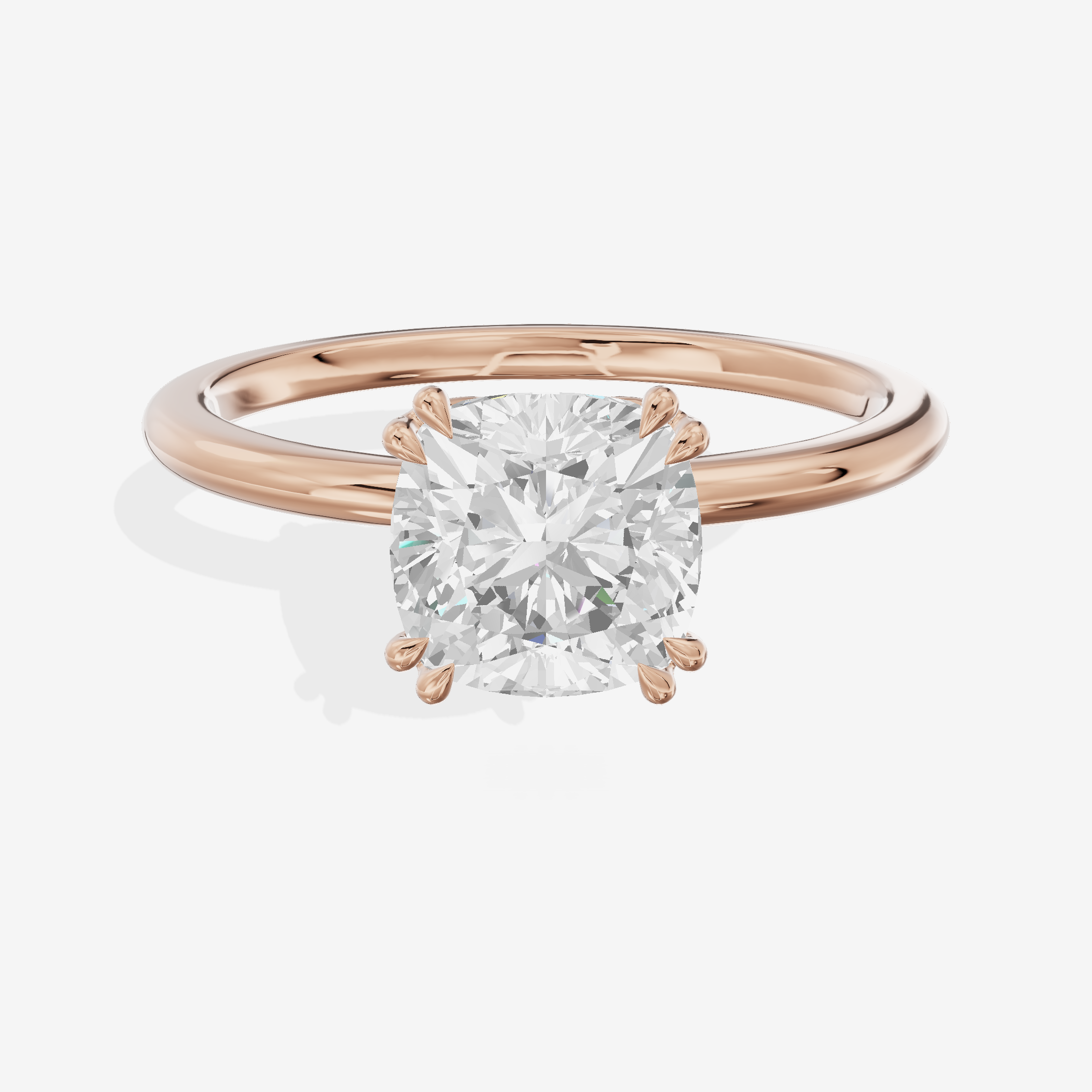 Promezza Solitaire 1.5mm Cushion Engagement Ring in 14K Rose Gold