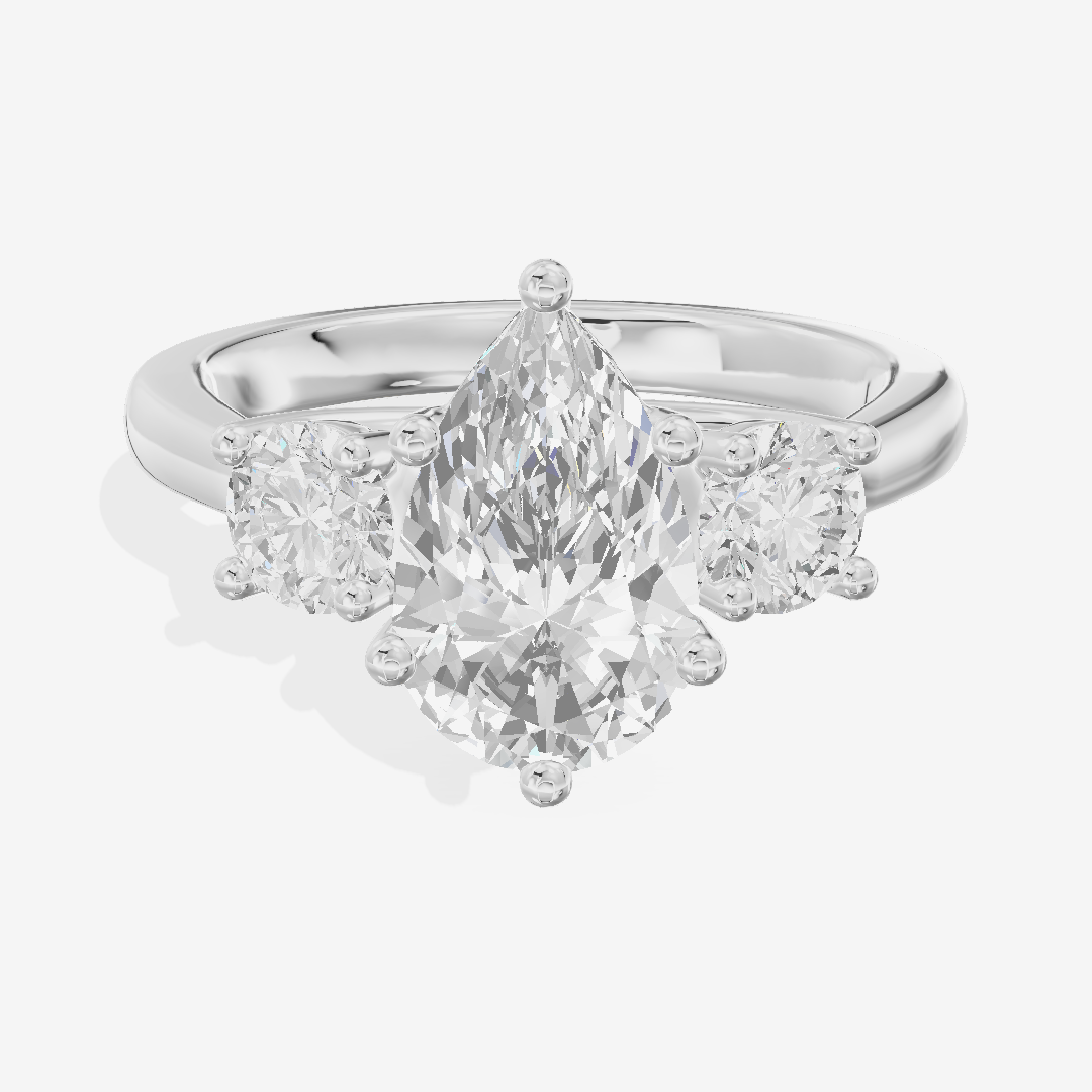 Petite Selenia Three Stone Pear Engagement Ring (1/3 ct. tw.) in Platinum