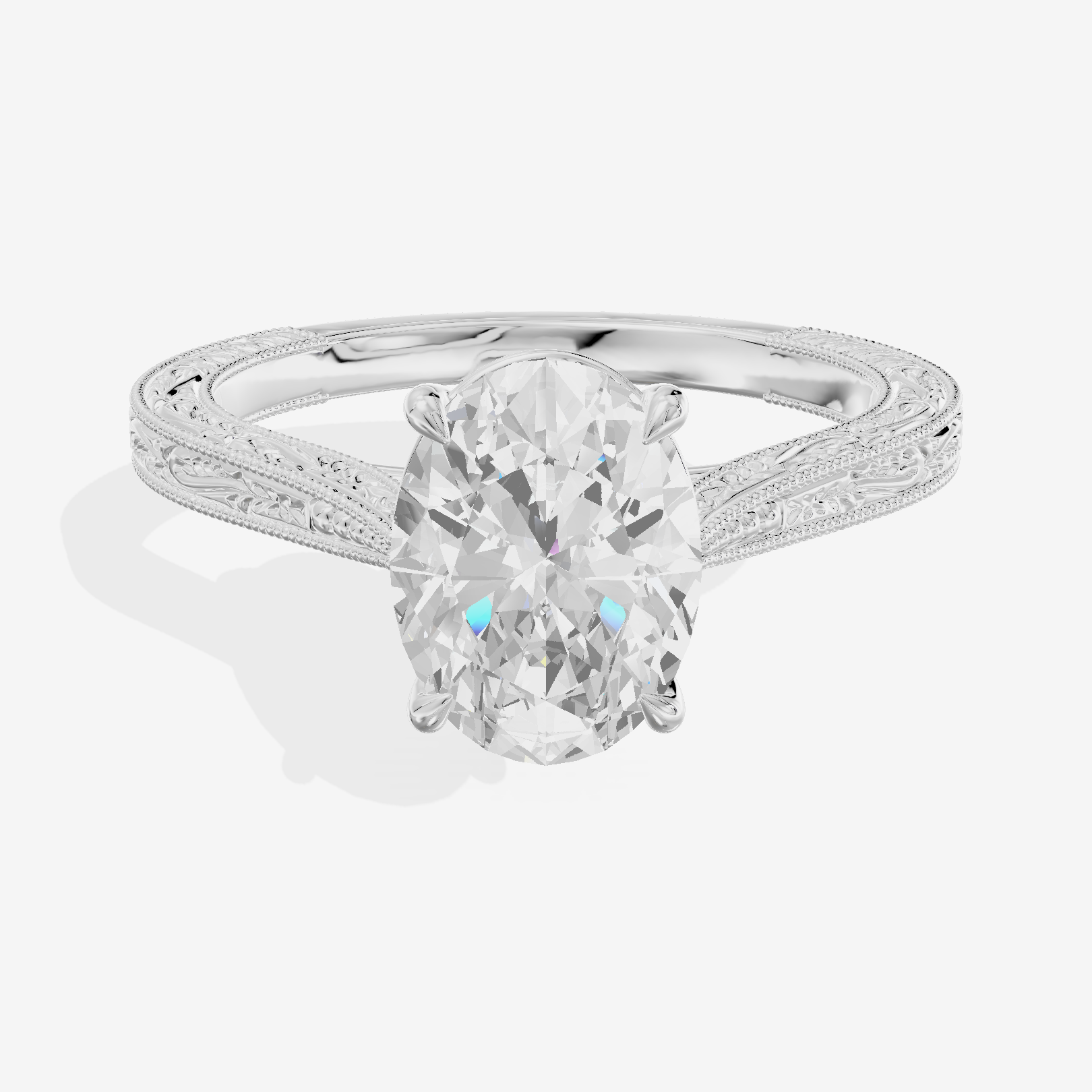 Vintage Vowsae Oval Engagement Ring in Platinum