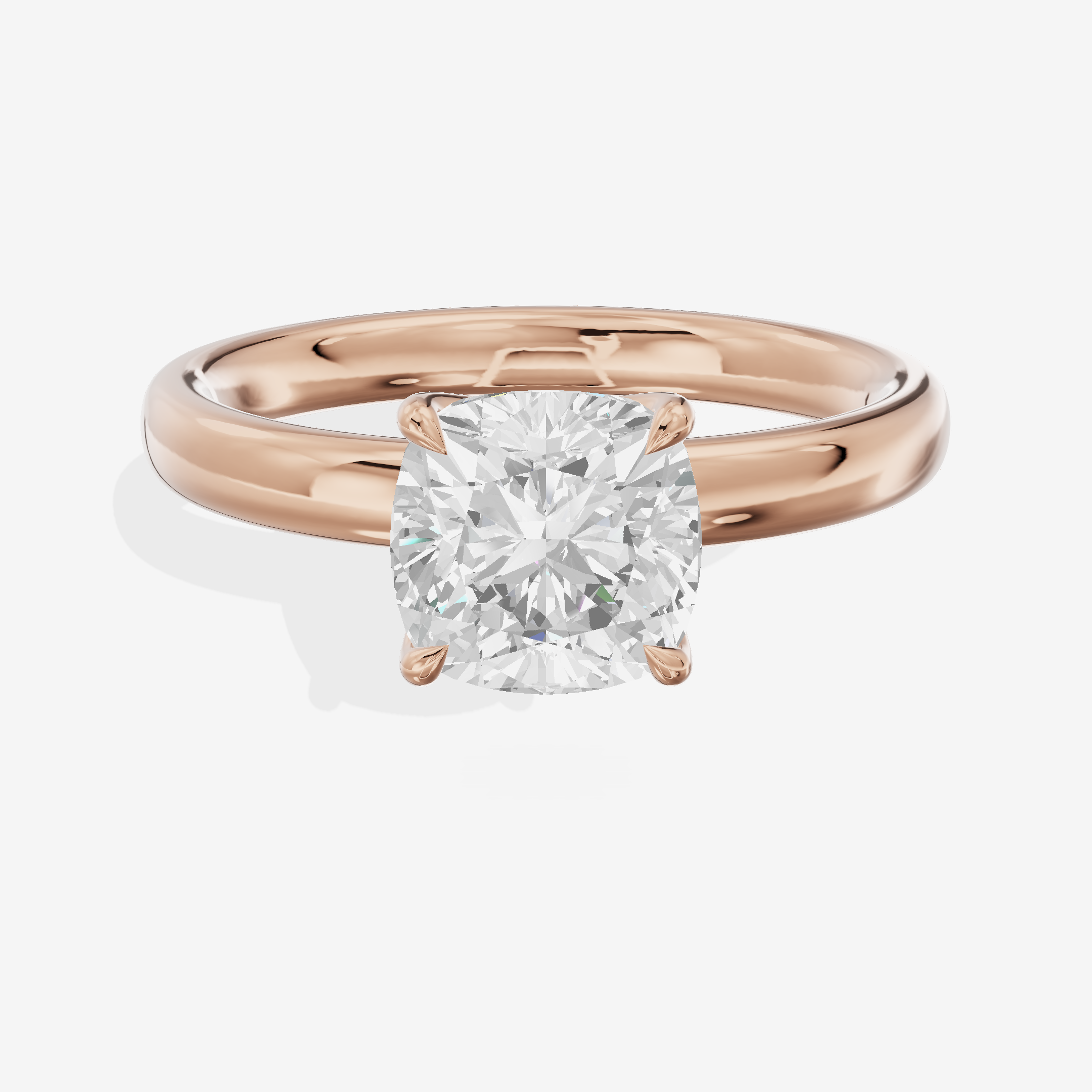 Hallowed Promezza 2.5mm Cushion Solitaire Engagement Ring in 14K Rose Gold