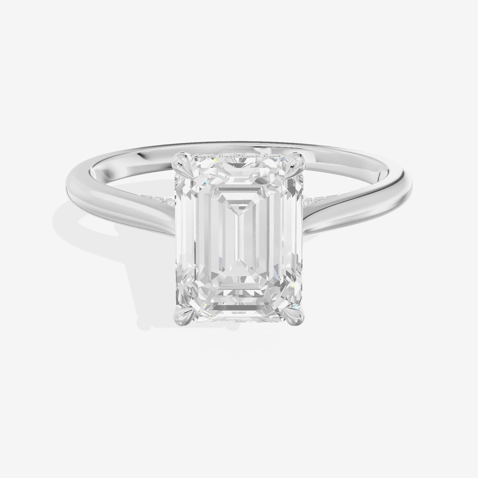 Lustrous Linger Emerald Engagement Ring with Side Stones (1/10 ct. tw.) in 18K White Gold