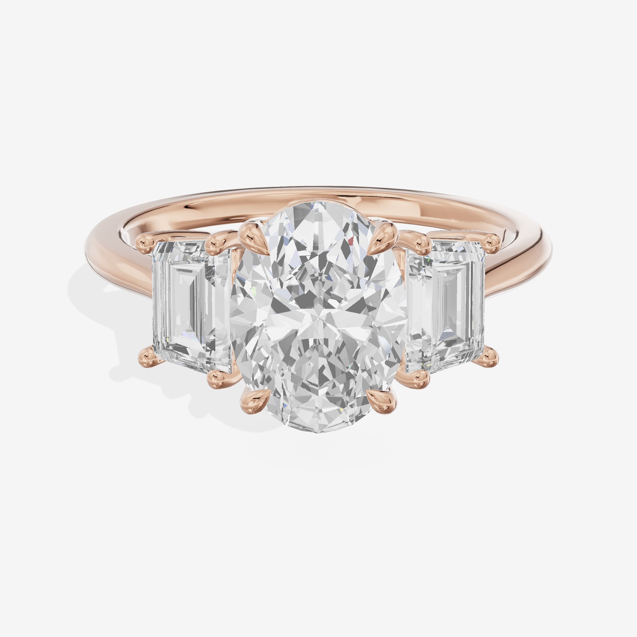 Luxe Promezza Three Stone Oval Engagement Ring (3/5 ct. tw.) in 18K Rose Gold