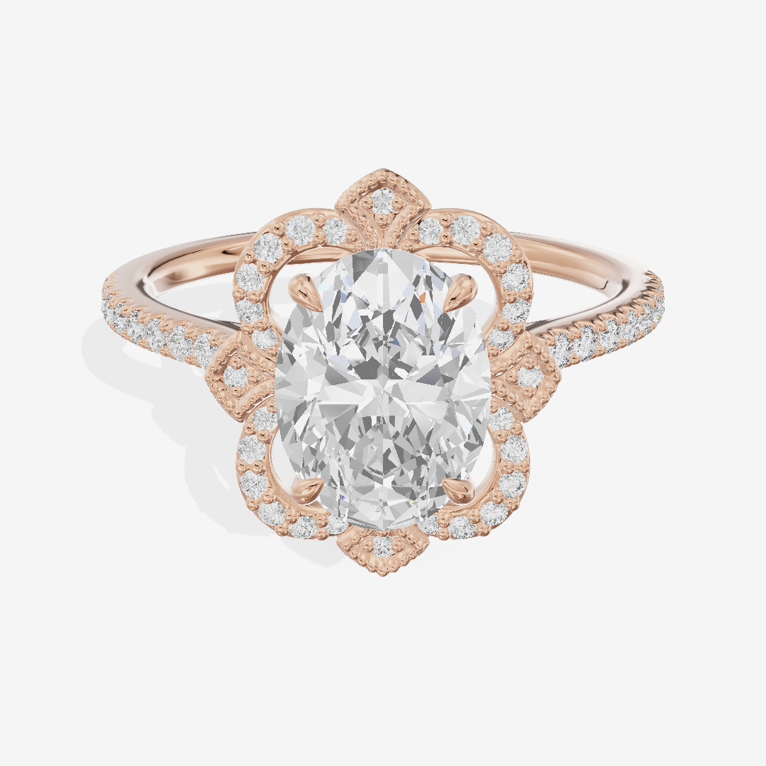 Selenia Halo Oval Engagement Ring (1/6 ct. tw.) in 14K Rose Gold