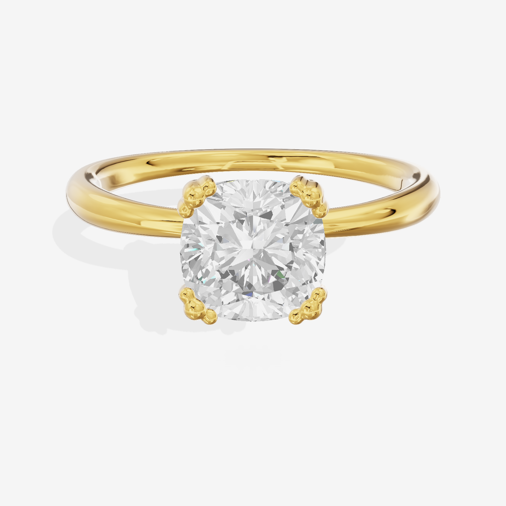Classic Tender Cushion Solitaire Engagement Ring in 14K Yellow Gold