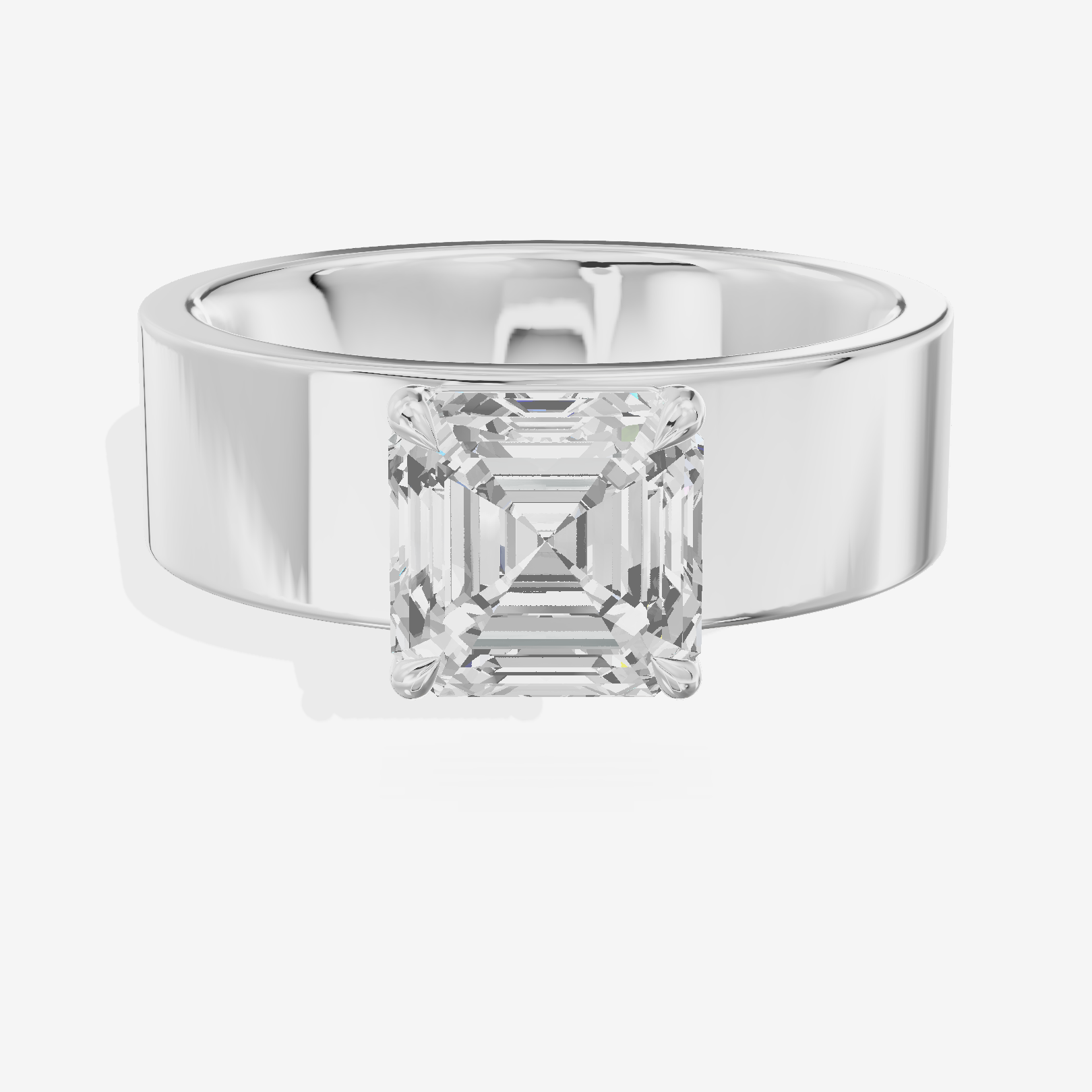 Aimora Solitaire 6mm Asscher Engagement Ring in 18K White Gold