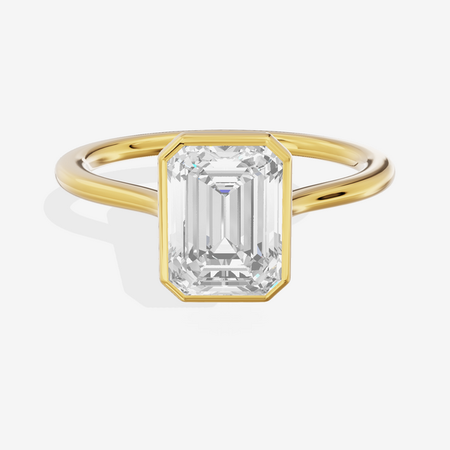 Petite Vowsae 1.5mm Emerald Bezel Engagement Ring in 14K Yellow Gold