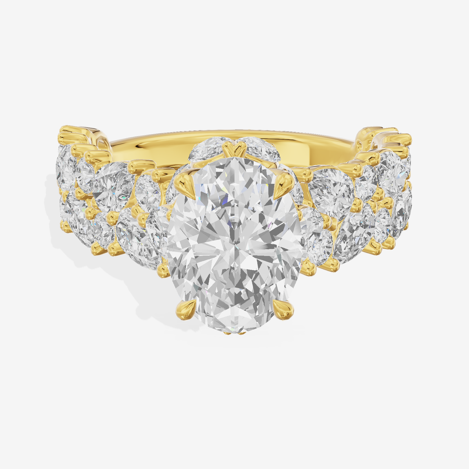 Grand Janevra Oval Engagement Ring with Side Stones (3/4 ct. tw.) in 14K Yellow Gold