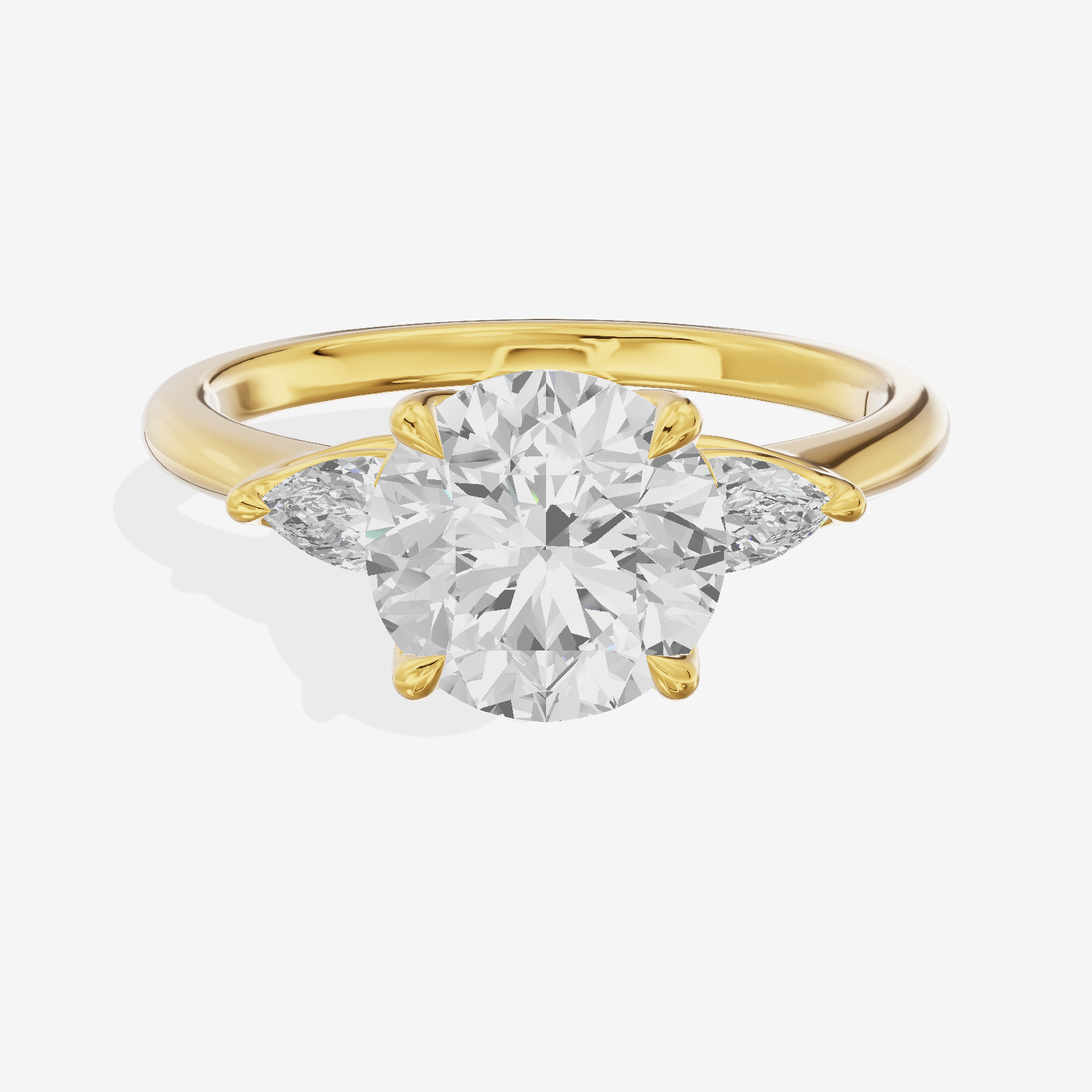 Petite Coeurine Three Stone Round Engagement Ring (1/5 ct. tw.) in 18K Yellow Gold