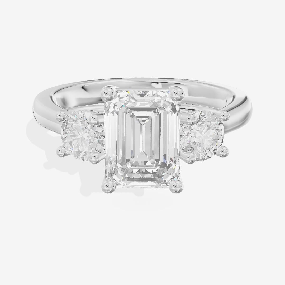 Petite Selenia Three Stone Emerald Engagement Ring (1/3 ct. tw.) in Platinum