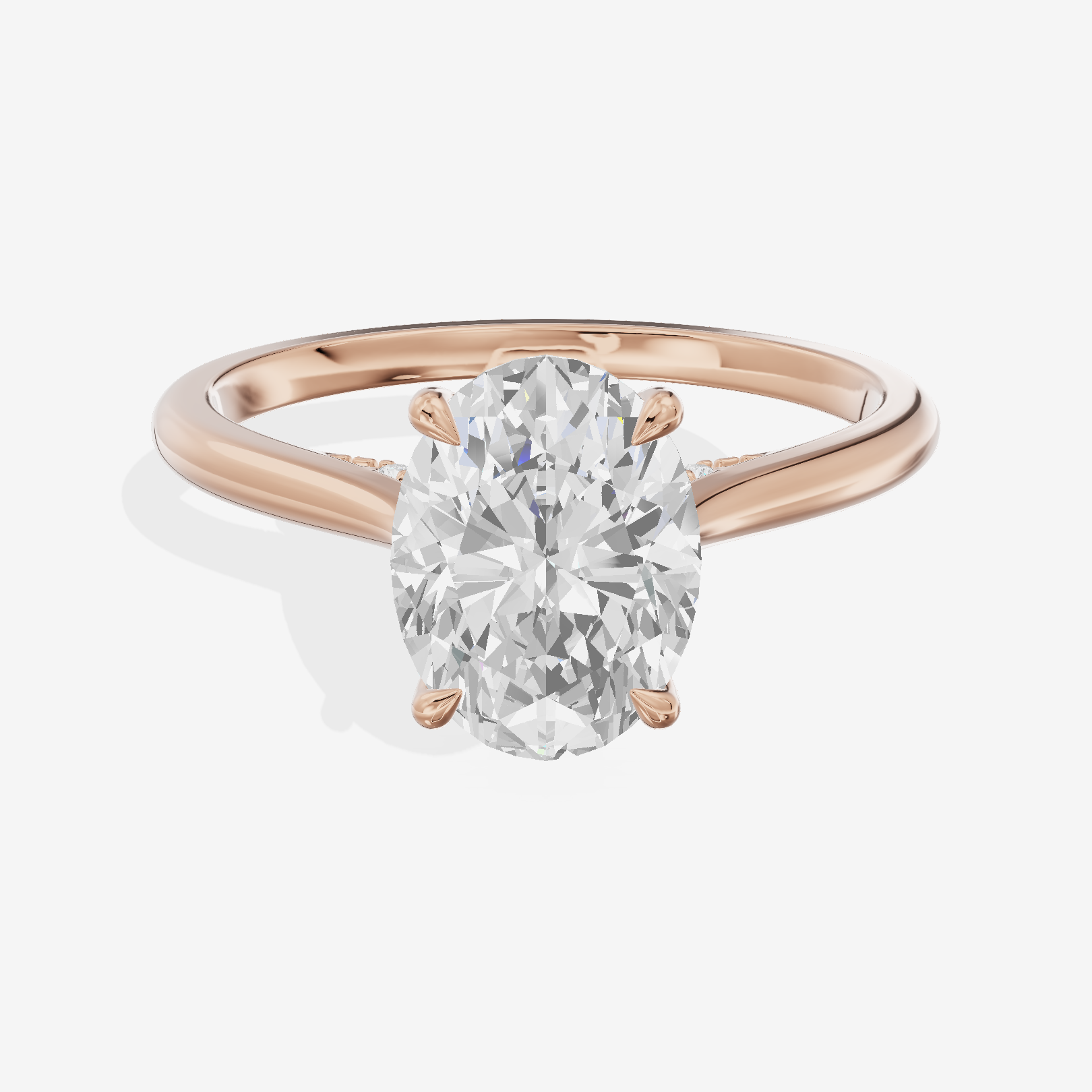 Grand Linger Oval Engagement Ring with Side Stones (1/10 ct. tw.) in 14K Rose Gold