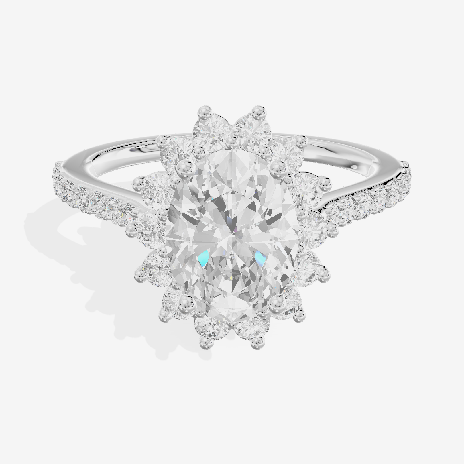 Sincere Halo Oval Engagement Ring (1/15 ct. tw.) in 14K White Gold