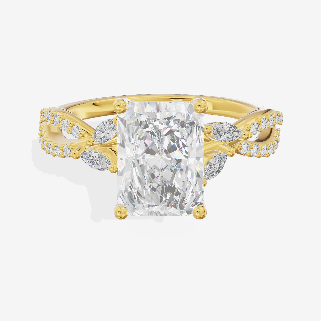 Luxe Domeline 1.5mm Radiant Solitaire Engagement Ring (1/8 ct. tw.) in 18K Yellow Gold