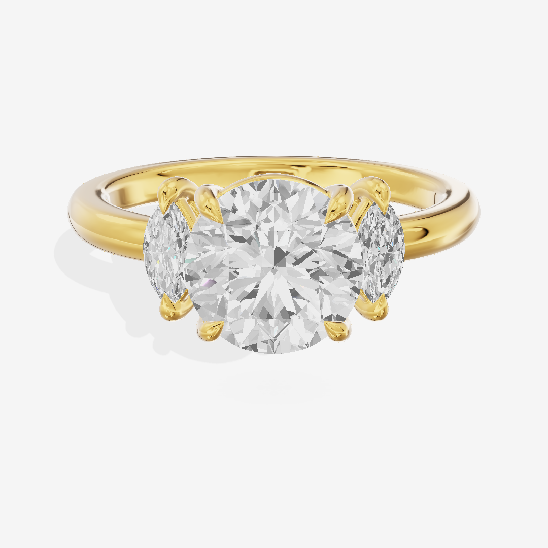 Twine Three Stone Round Engagement Ring (1/3 ct. tw.) in 18K Yellow Gold