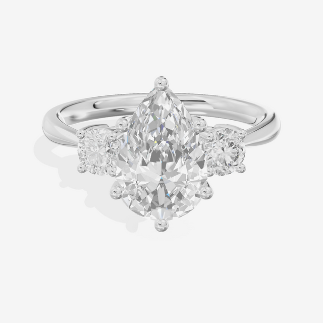 Grand Sincere Three Stone Pear Engagement Ring (1/3 ct. tw.) in 18K White Gold