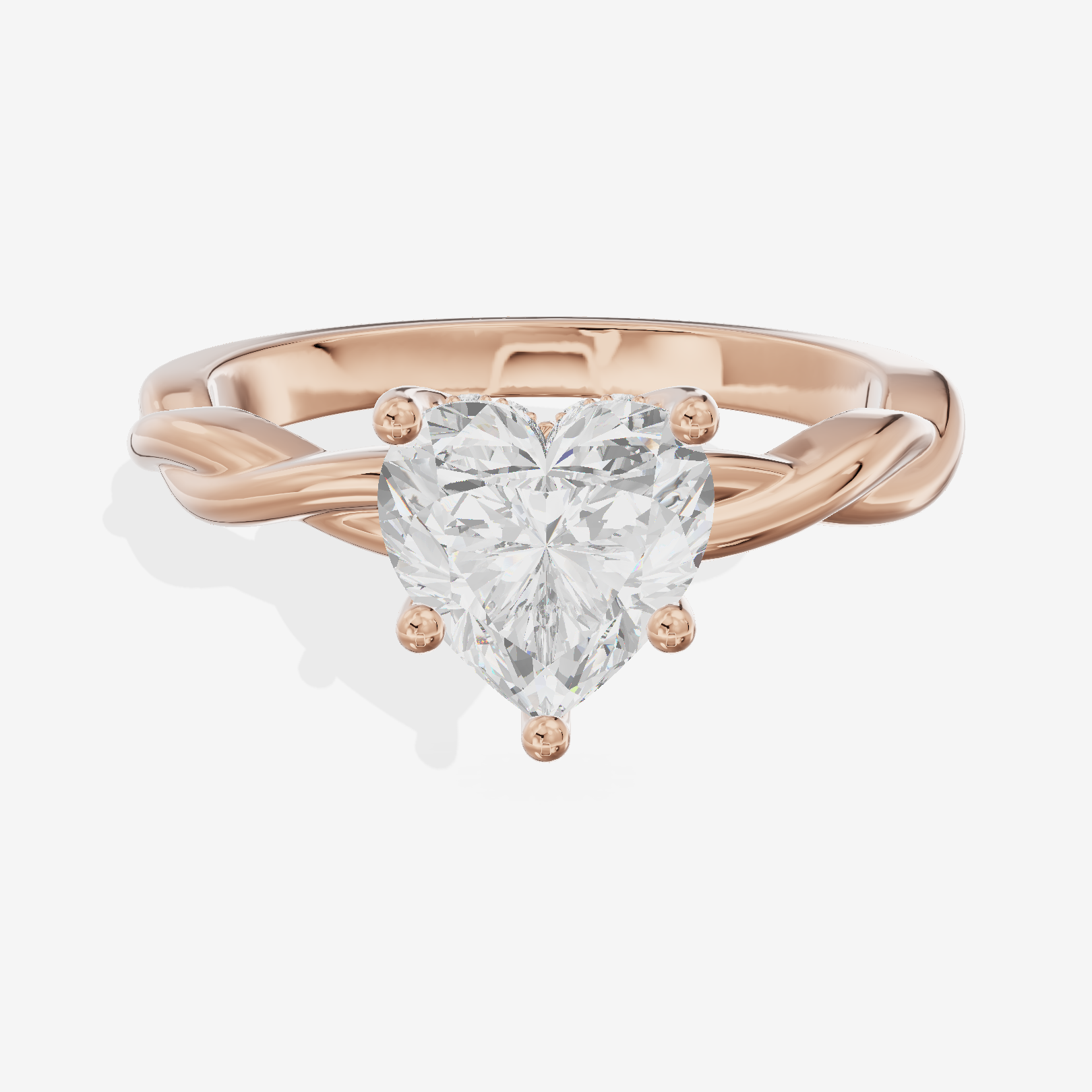 Twine Hidden Halo Heart Engagement Ring (1/20 ct. tw.) in 14K Rose Gold