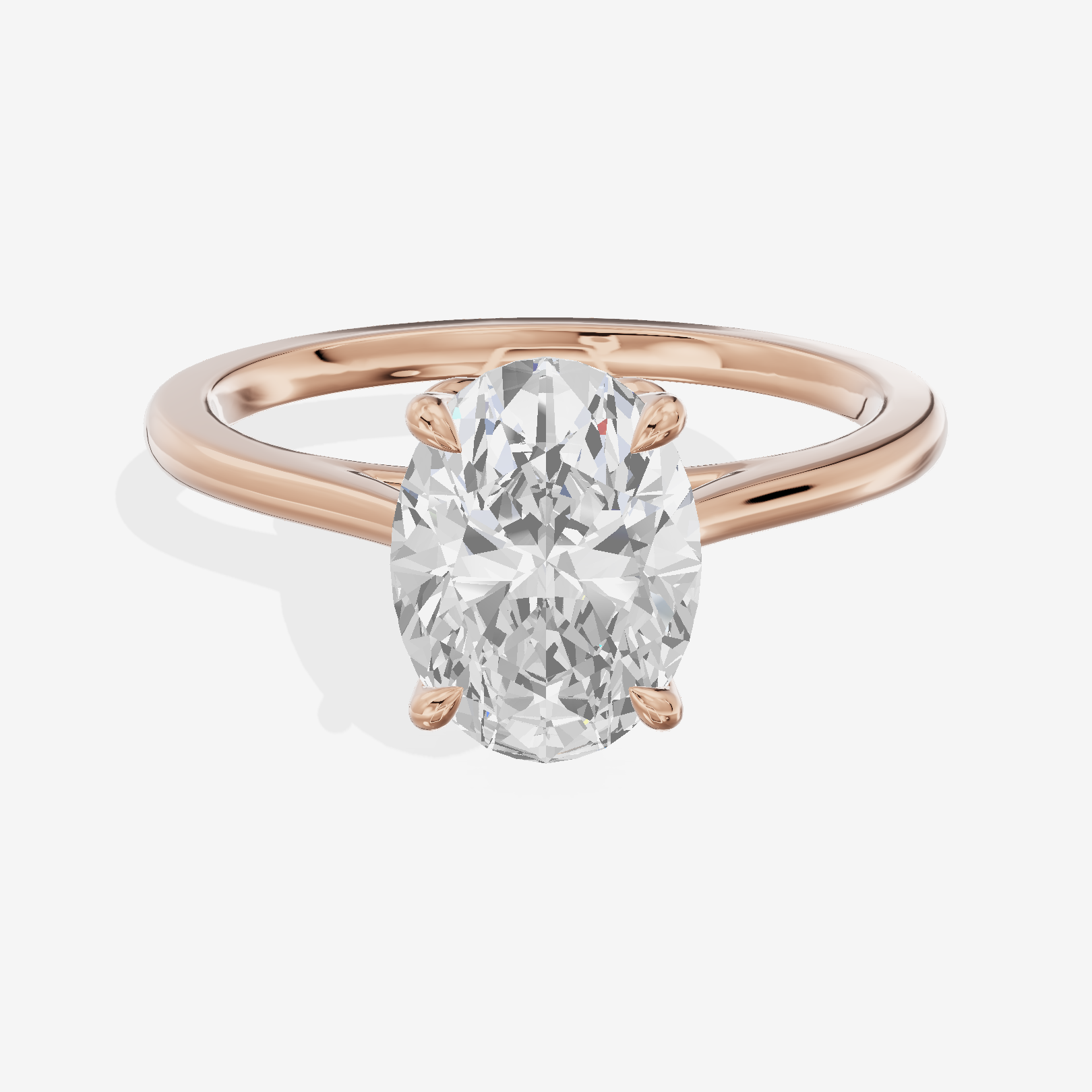 Coeurine Cathedral 1.5mm Oval Solitaire Engagement Ring in 14K Rose Gold