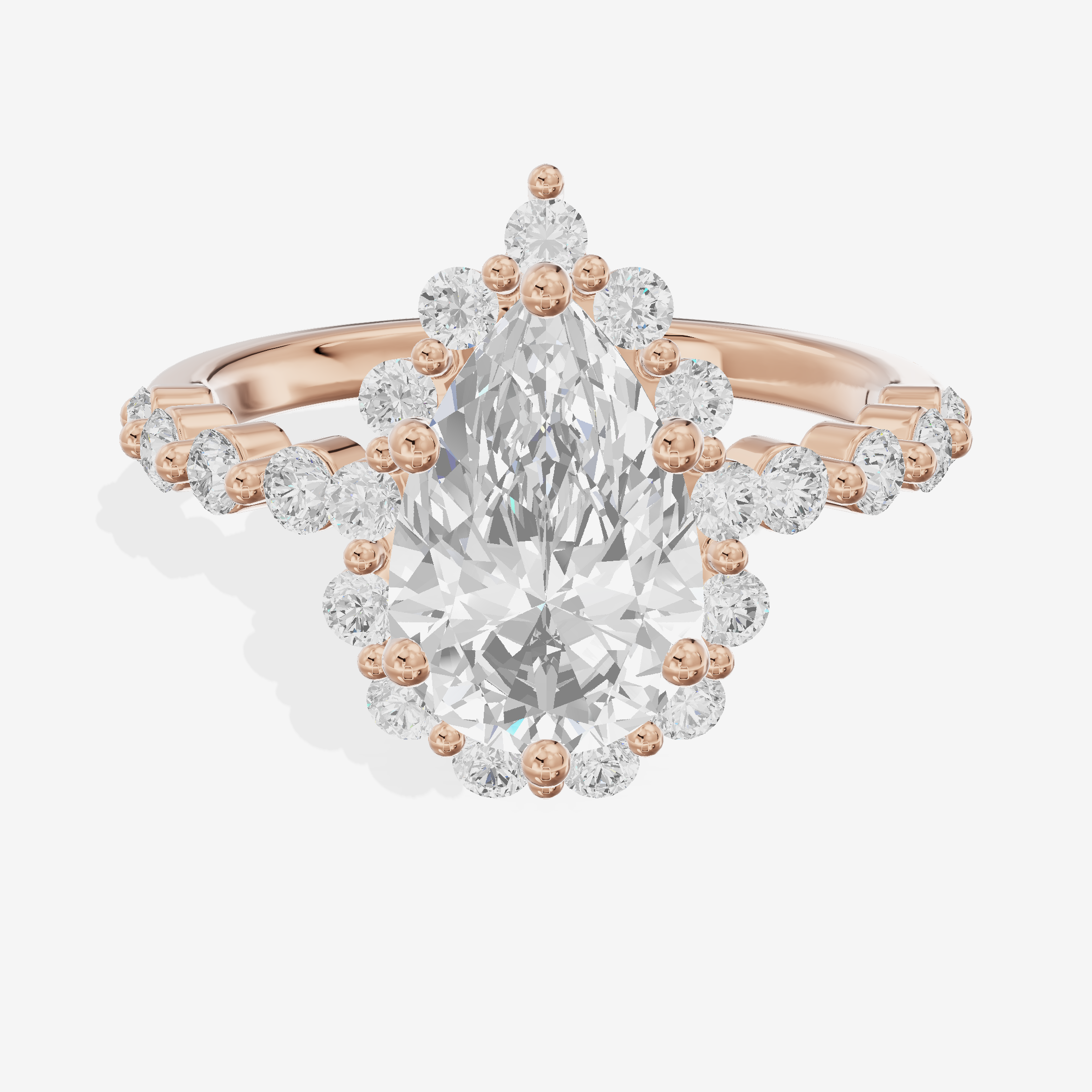 Clusta Halo Pear Engagement Ring (1/2 ct. tw.) in 14K Rose Gold