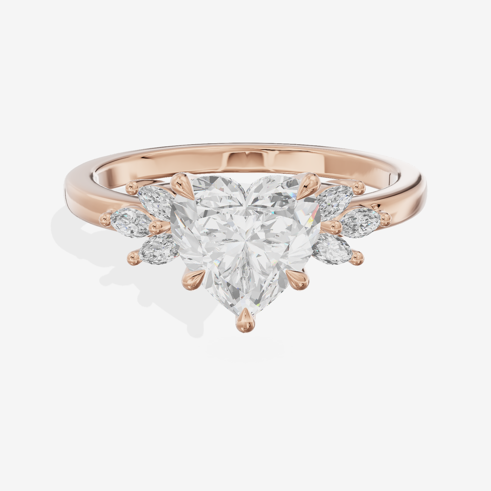 Modern Halcyon Heart Engraved Engagement Ring (1/5 ct. tw.) in 18K Rose Gold