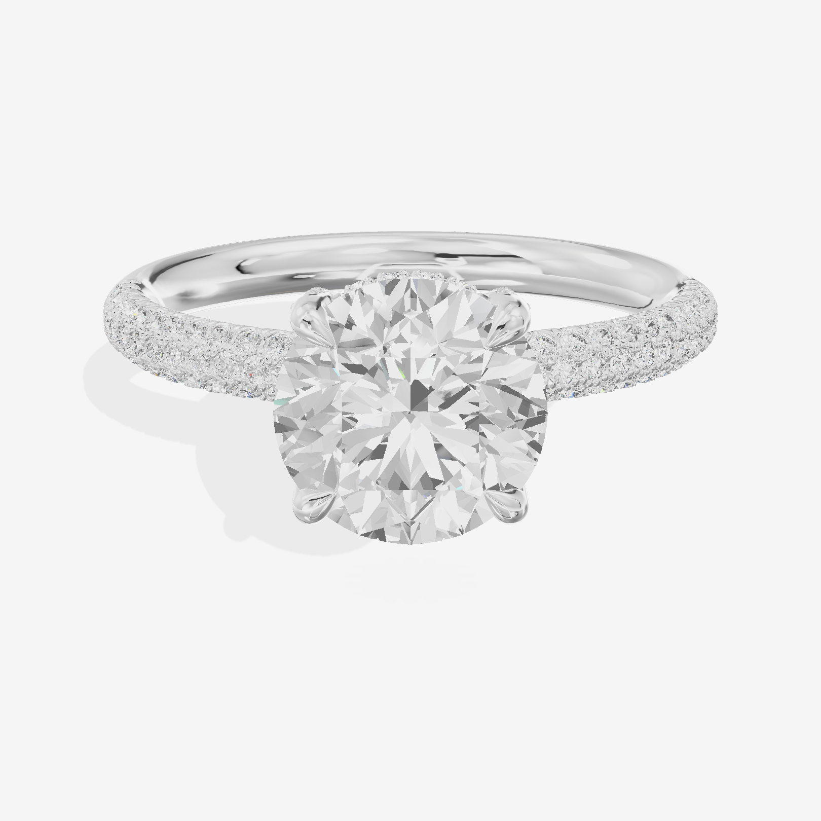 Modern Selenia Round Engagement Ring with Side Stones (1/6 ct. tw.) in 18K White Gold