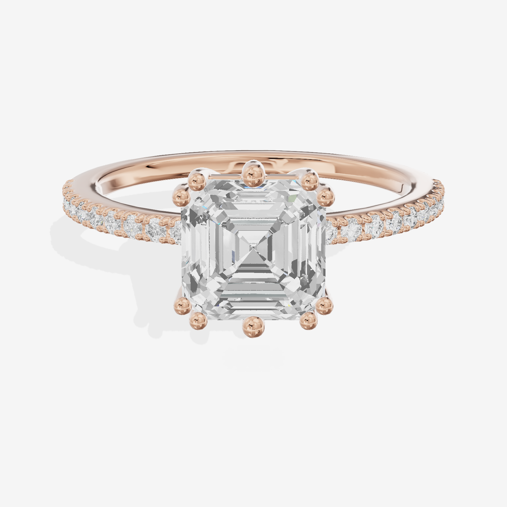 Luxe Mirelle Asscher Hidden Halo Engagement Ring (1/6 ct. tw.) in 14K Rose Gold