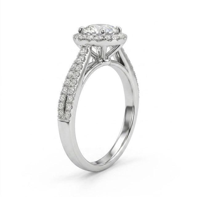 Halo Pavé Round Engagement Ring (1.05 ct. tw.) in 18K White Gold