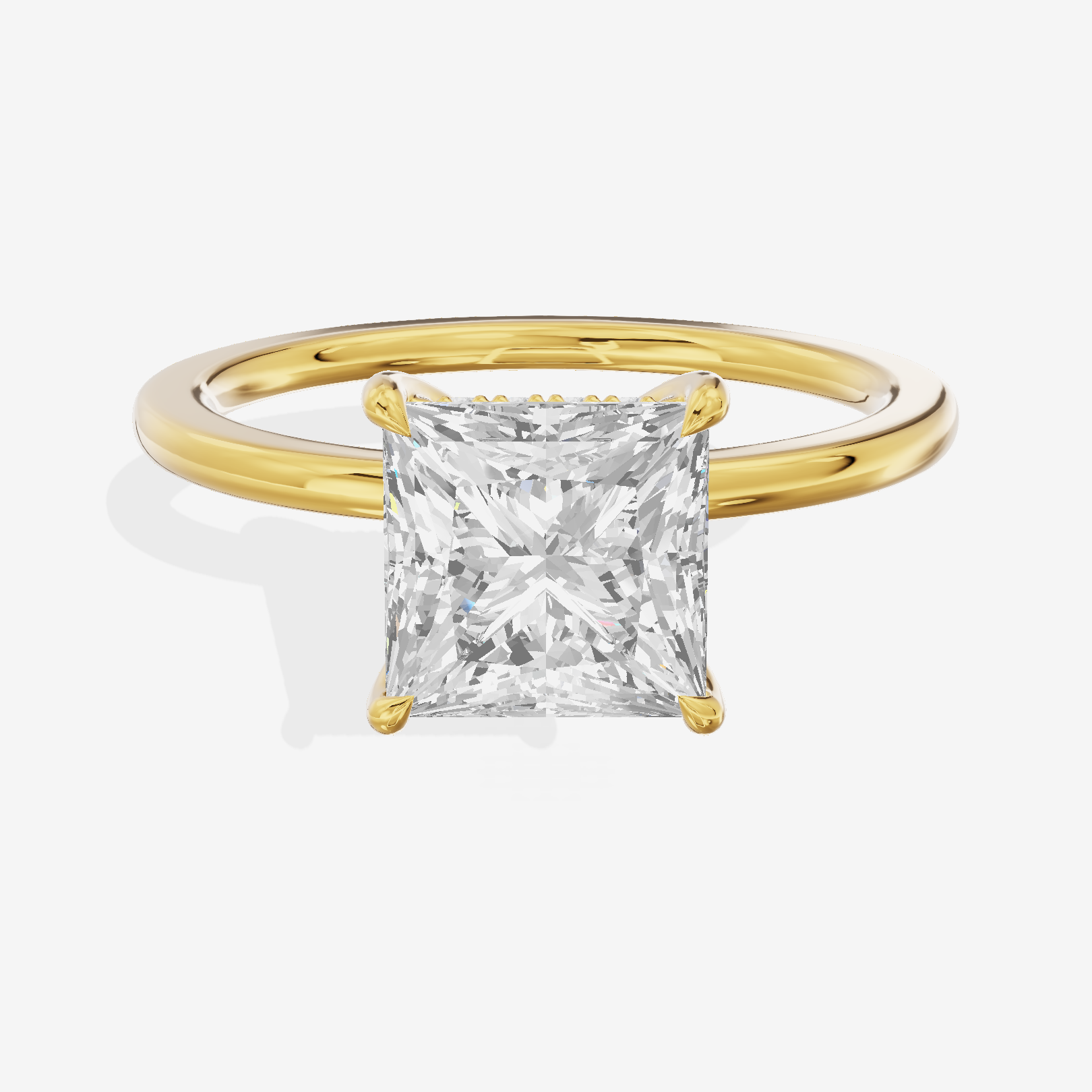 Coeurine Hidden Halo Princess Engagement Ring (1/20 ct. tw.) in 14K Yellow Gold