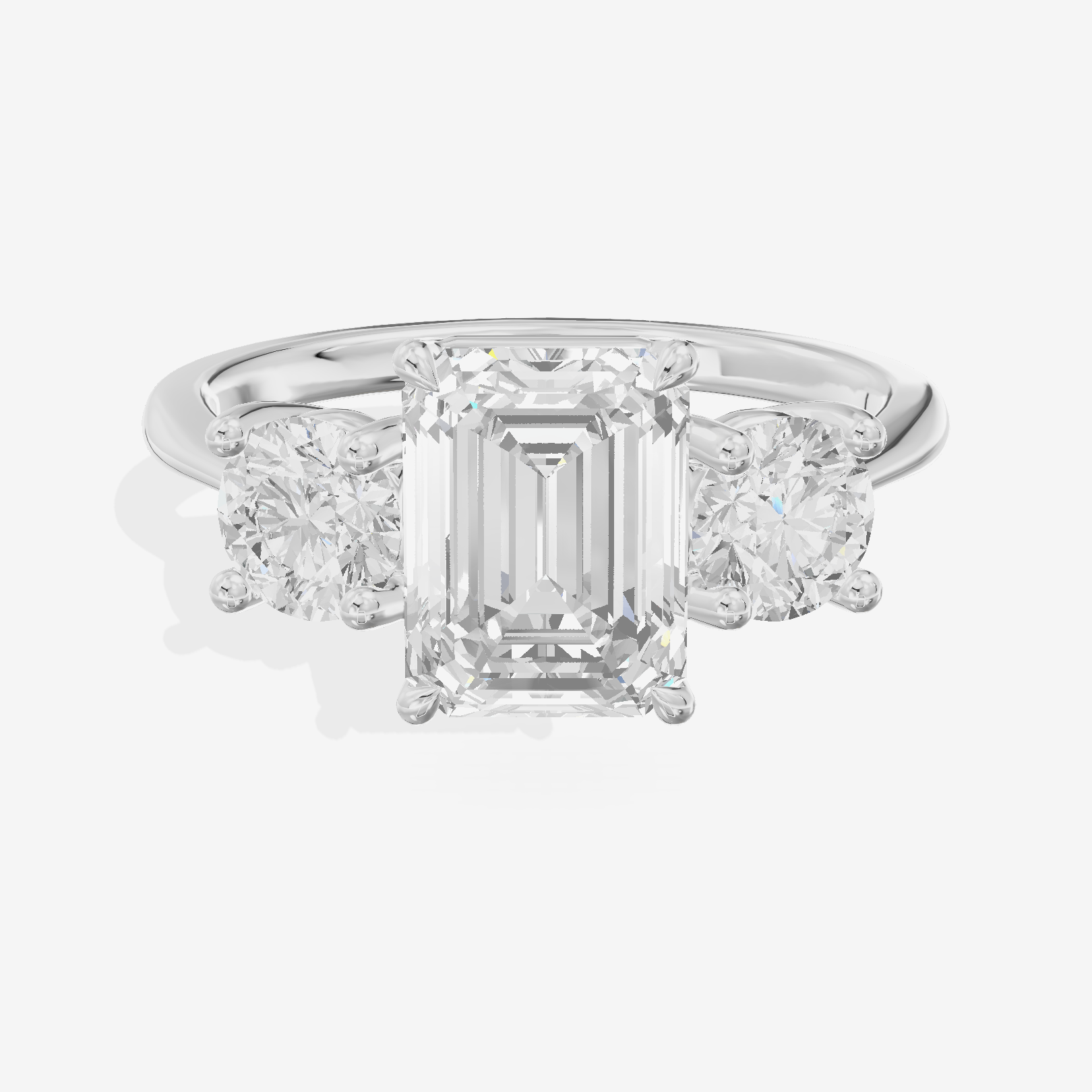 Luxe Trueheart Three Stone Emerald Engagement Ring (2/3 ct. tw.) in 18K White Gold