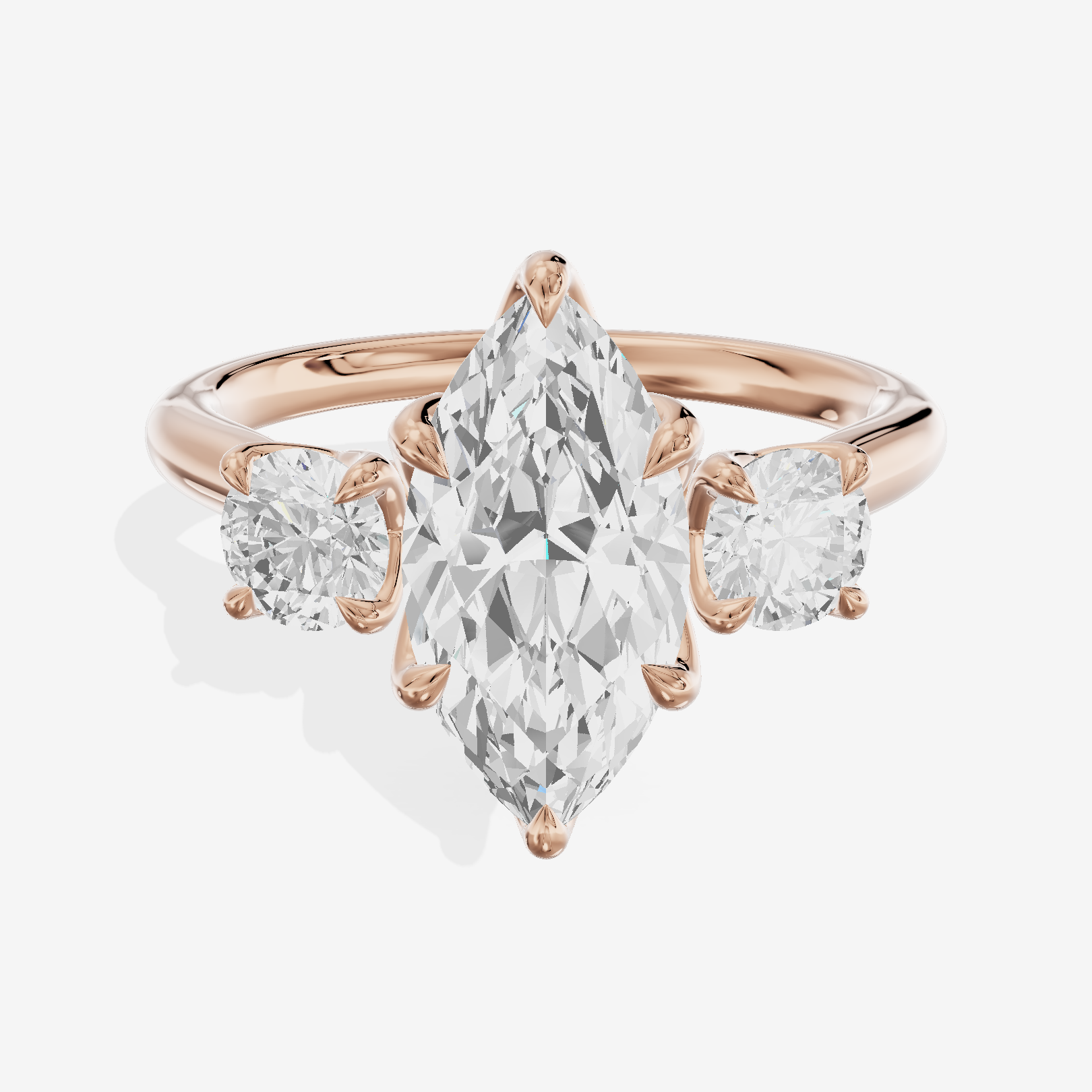 Grand Triade Marquise Three Stone Engagement Ring (2/5 ct. tw.) in 14K Rose Gold