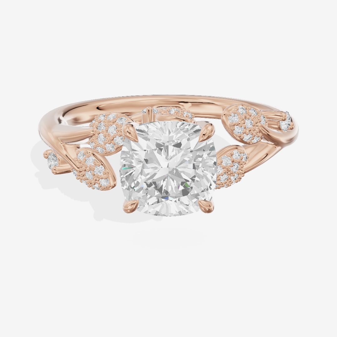 Lightwoven Cushion Engagement Ring with Side Stones (1/6 ct. tw.) in 18K Rose Gold