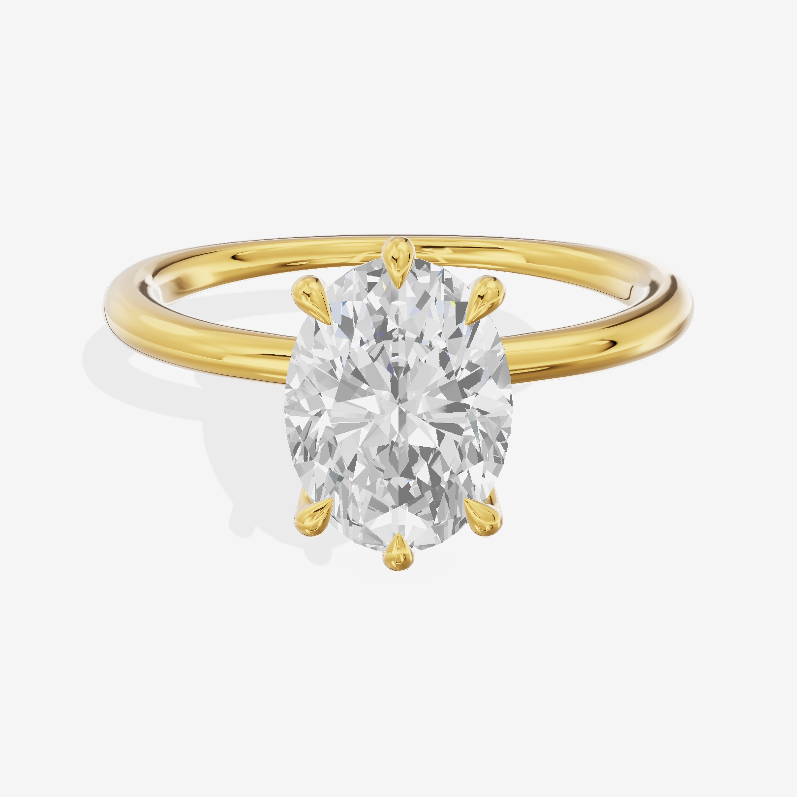 Modern Aimora 2.3mm Oval Six-Prong Engagement Ring in 18K Yellow Gold