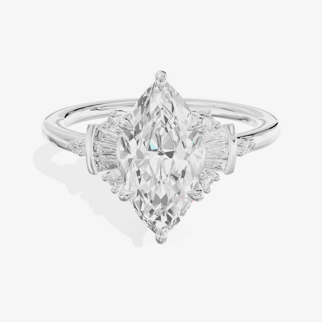 Lightwoven Pavé Marquise Engagement Ring with Side Stones (1/8 ct. tw.) in 14K White Gold