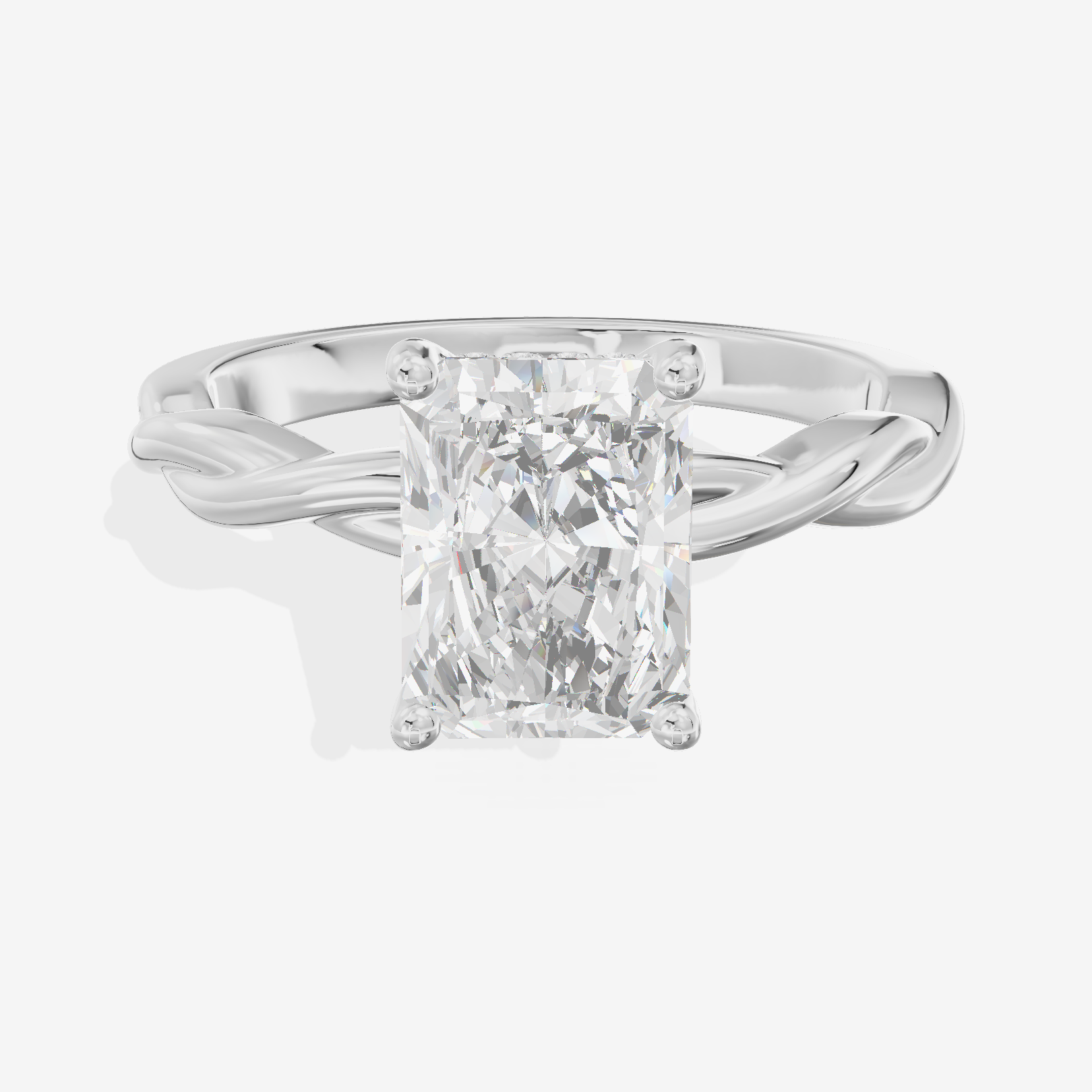 Twine Hidden Halo Radiant Engagement Ring (1/20 ct. tw.) in 18K White Gold