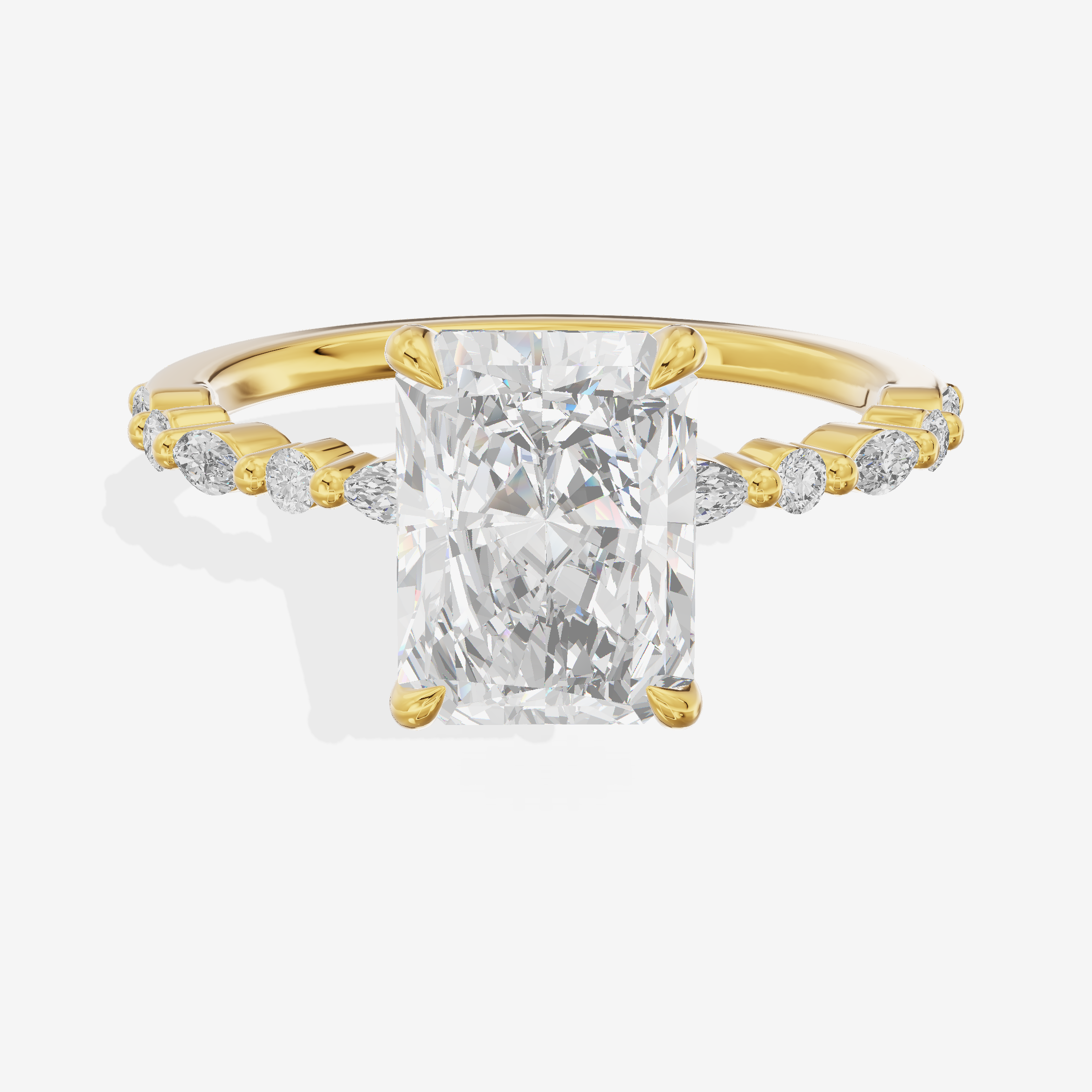 Classic Halcyon Radiant Engagement Ring with Side Stones (1/4 ct. tw.) in 18K Yellow Gold
