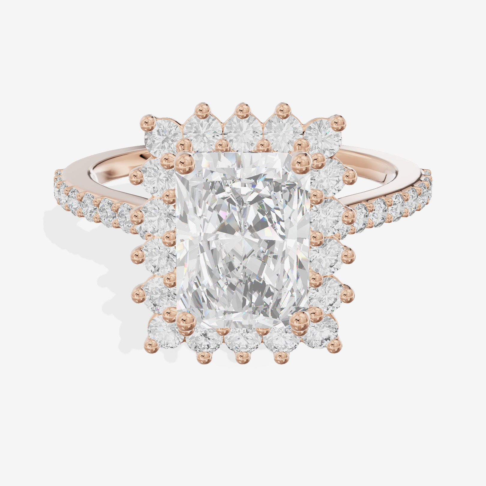 Sincere Halo Radiant Engagement Ring (1/15 ct. tw.) in 18K Rose Gold