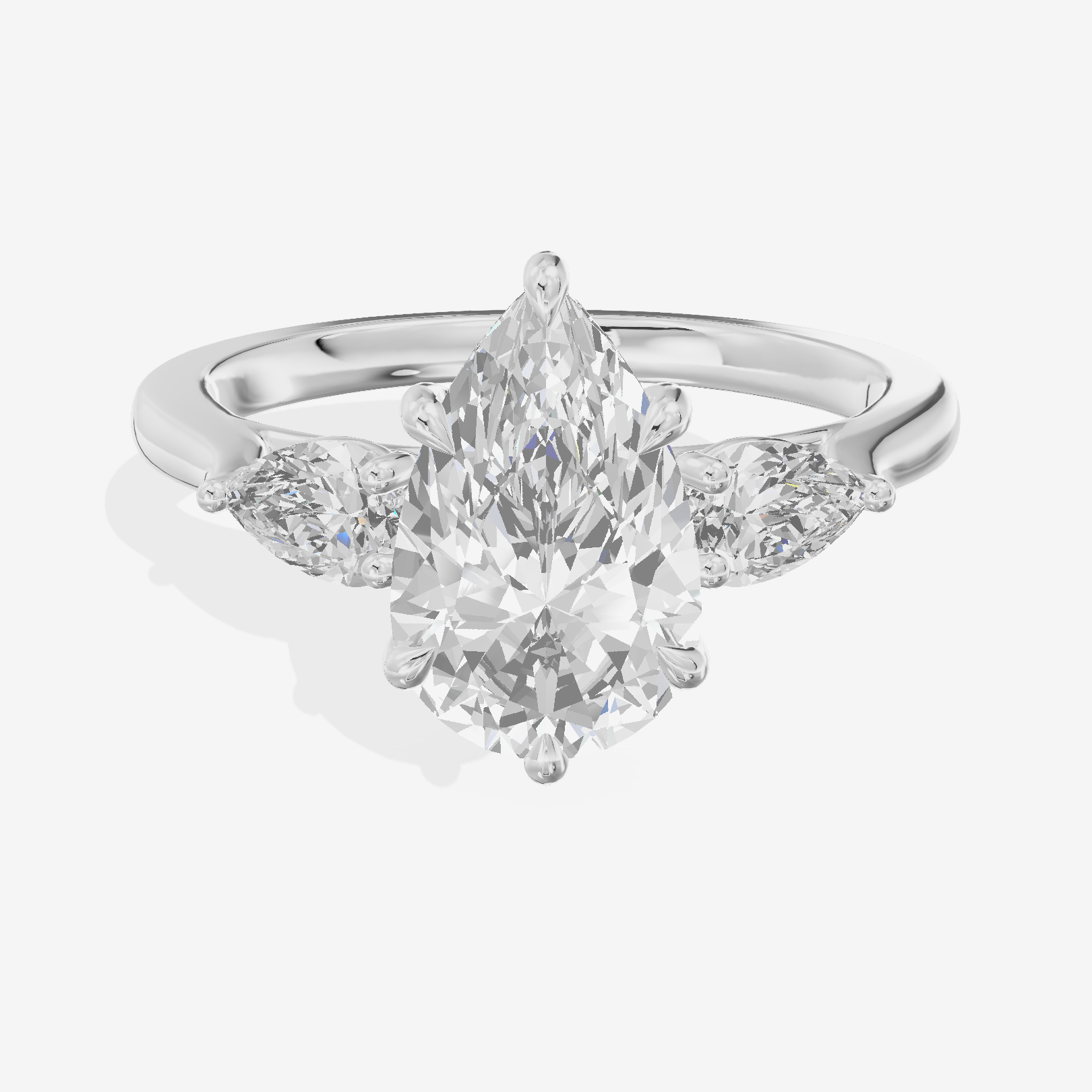 Classic Eversince Pear Engagement Ring with Side Stones (2/5 ct. tw.) in 18K White Gold