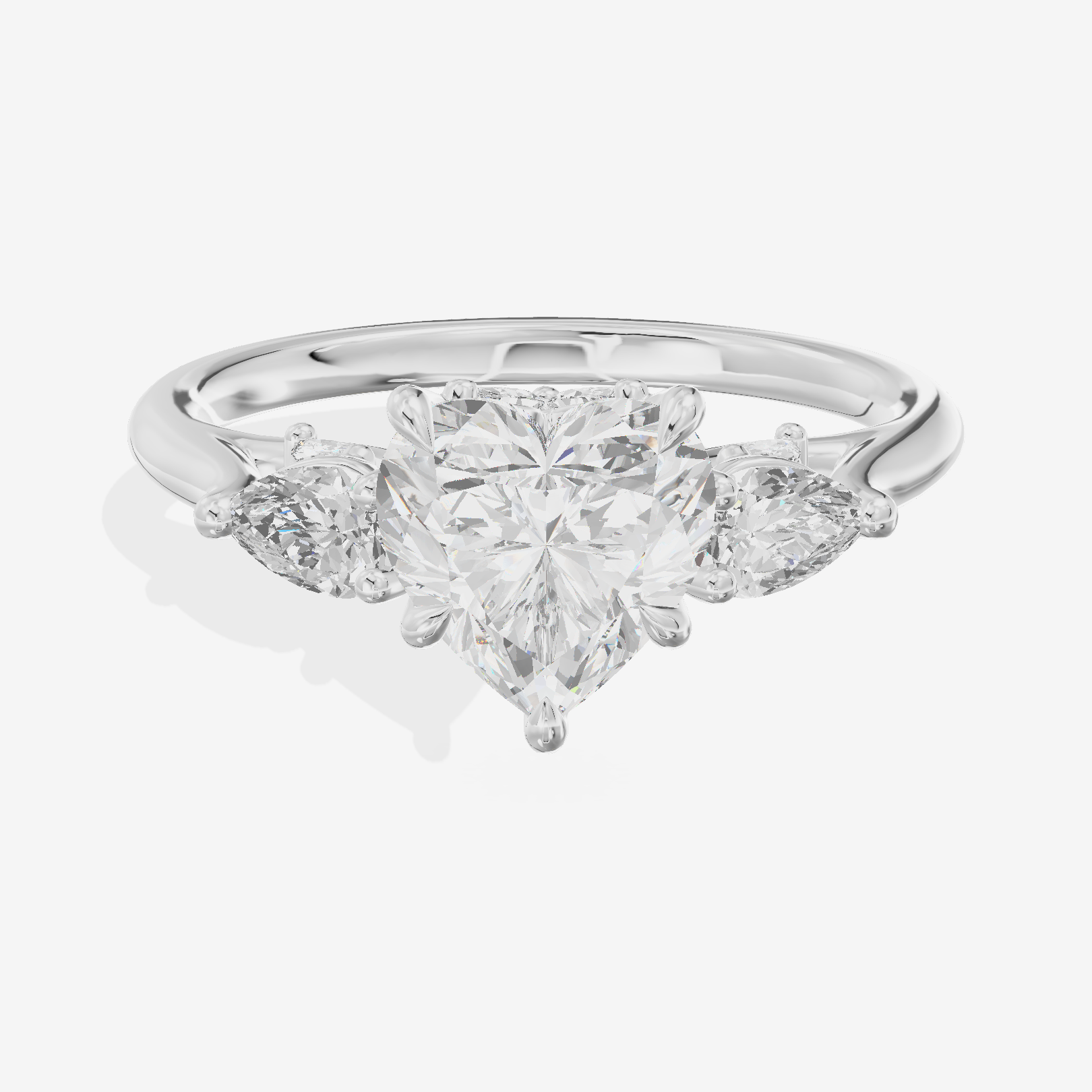 Classic Vowsae Three Stone Heart Engagement Ring (3/5 ct. tw.) in Platinum