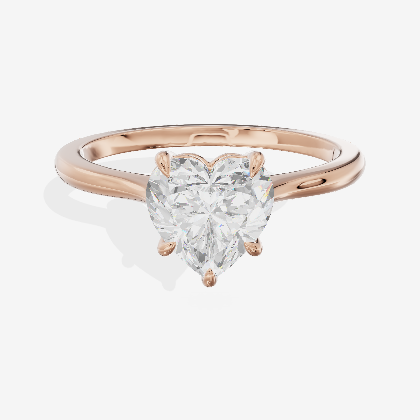 Bowed Adorae 1.5mm Heart Solitaire Engagement Ring in 18K Rose Gold