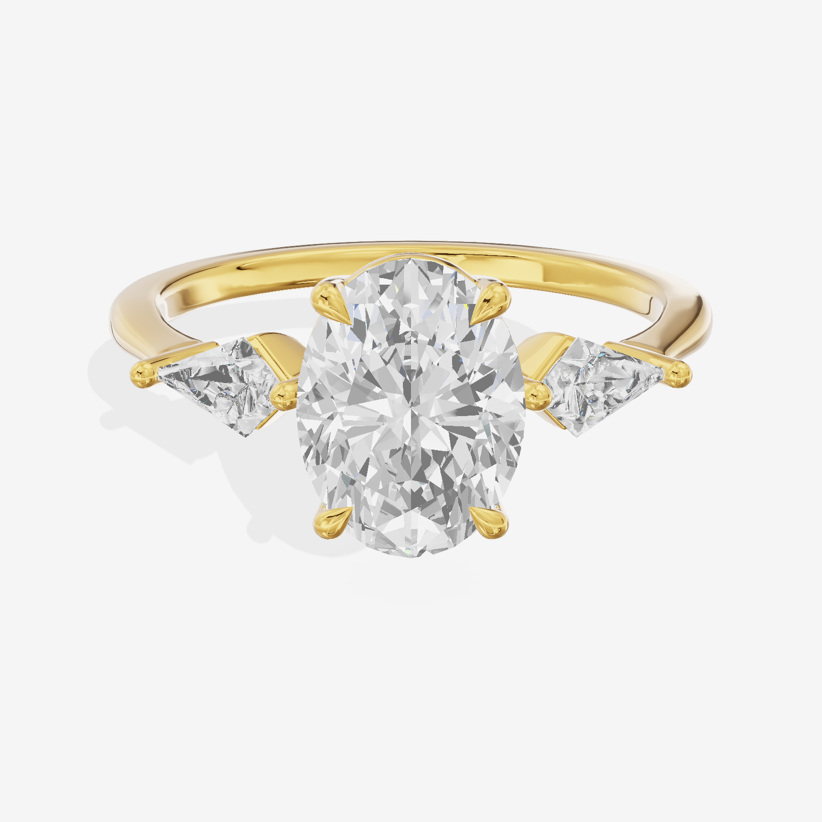 Luxe Maia Three Stone Oval Engagement Ring (1/3 ct. tw.) in 18K Yellow Gold