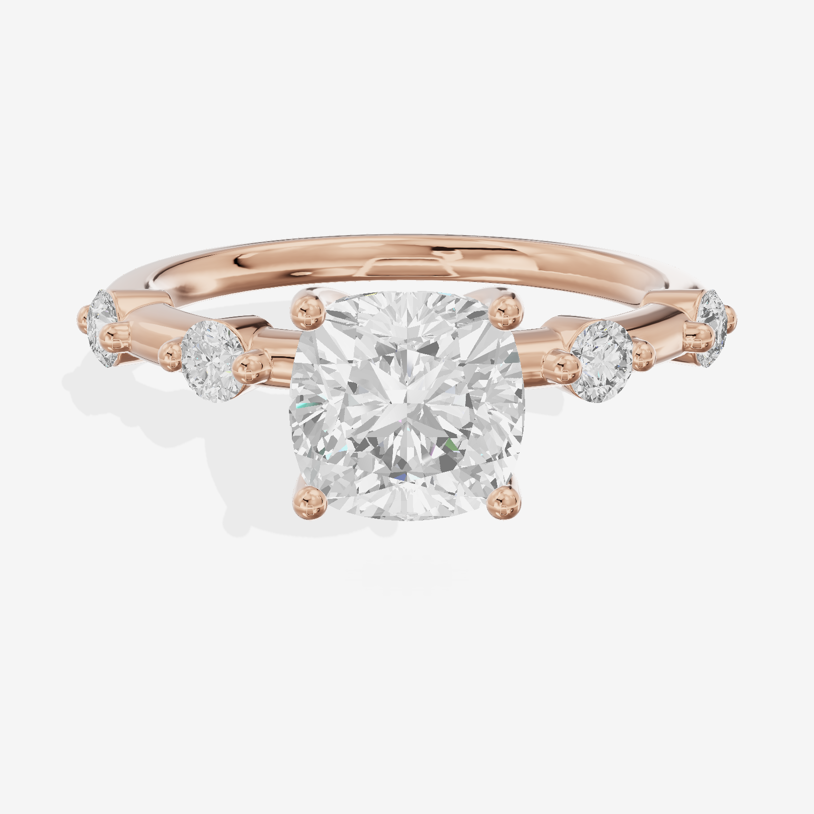 Petite Heartline Cushion Engagement Ring with Side Stones (1/5 ct. tw.) in 14K Rose Gold